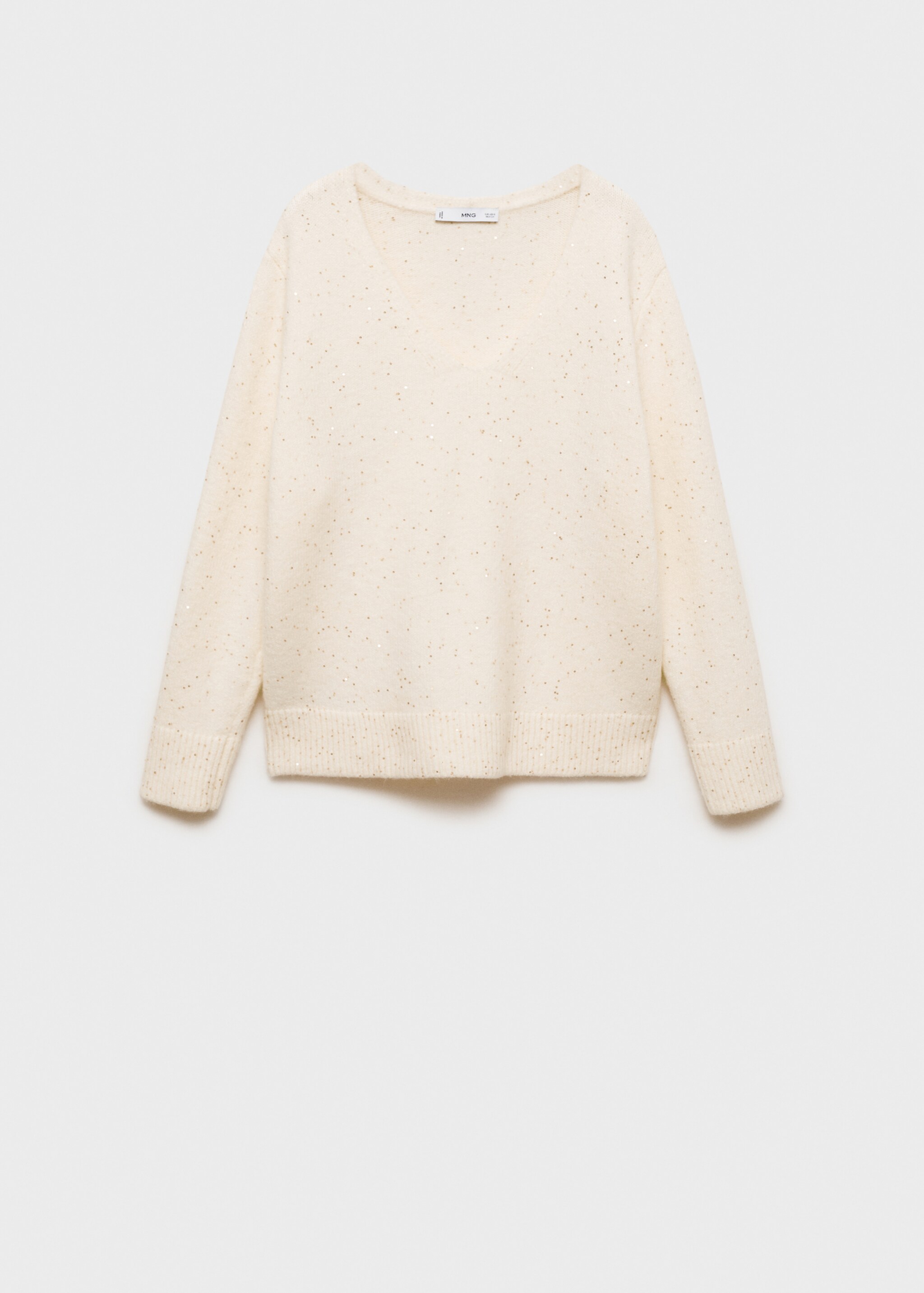 V-neck sequin sweater - Article without model, Gold. Ref: 77019072-00.