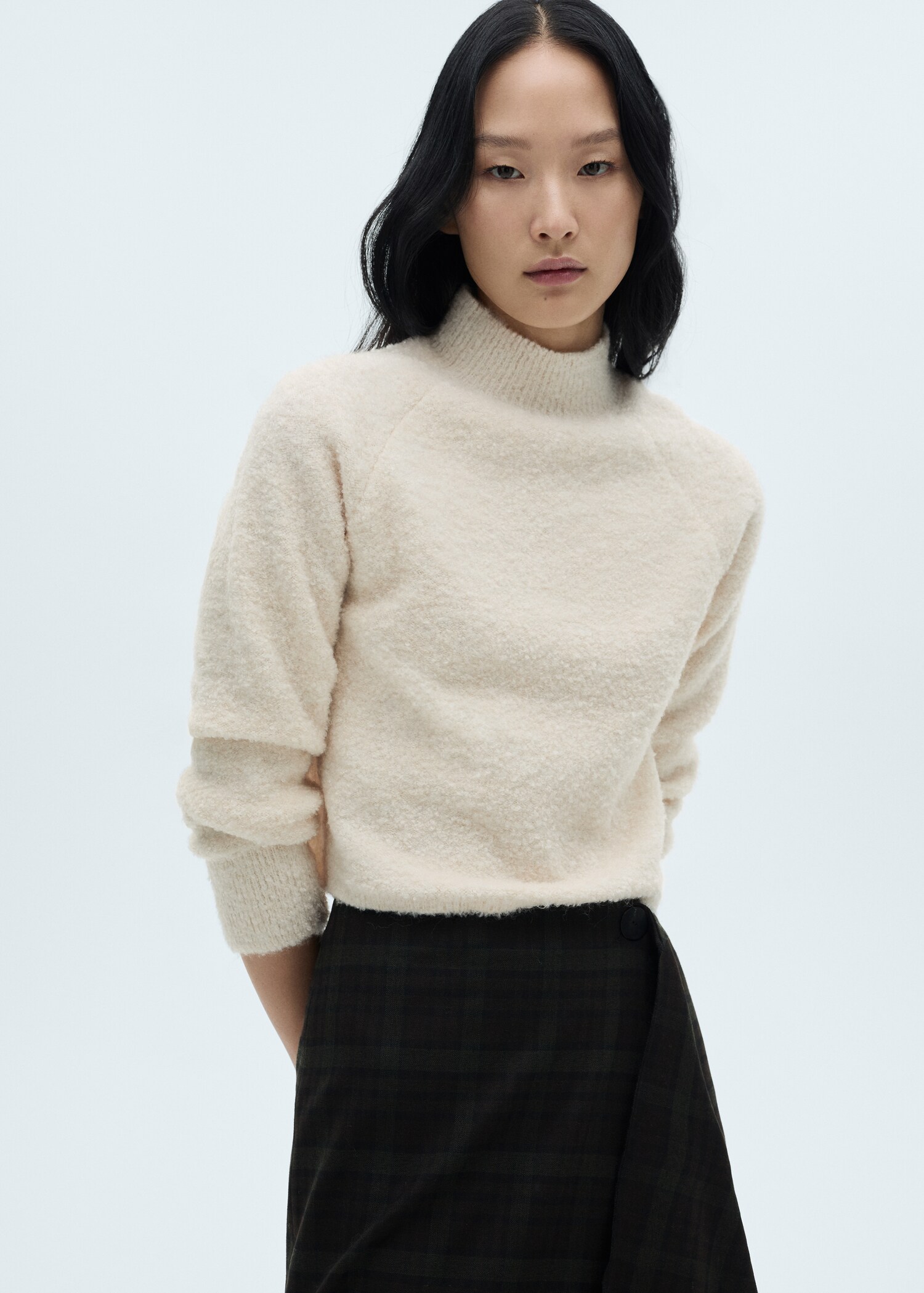 Perkins-neck bouclé sweater - Medium plane