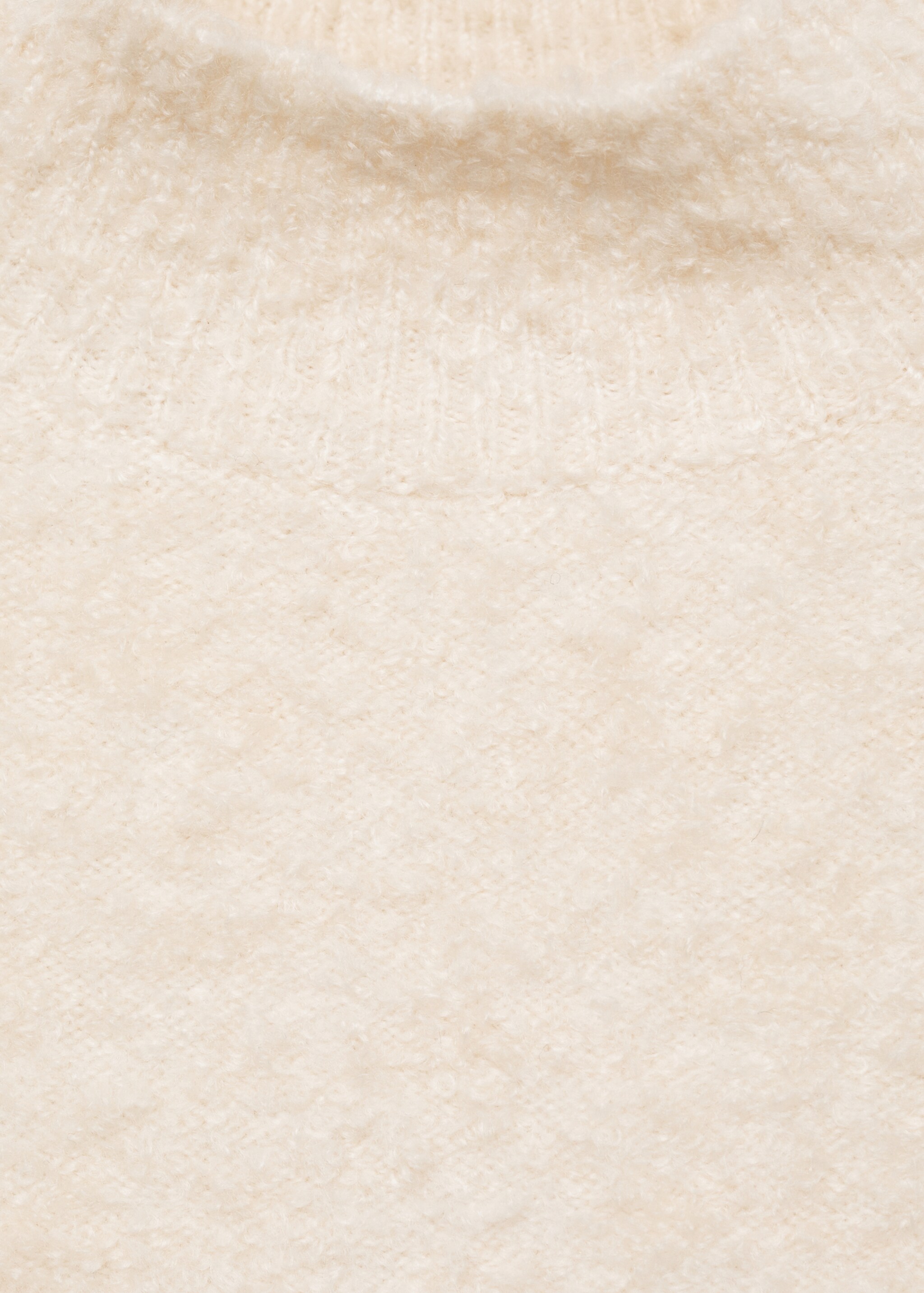 Perkins-neck bouclé sweater - Details of the article 8, Ecru. Ref: 77019074-00.
