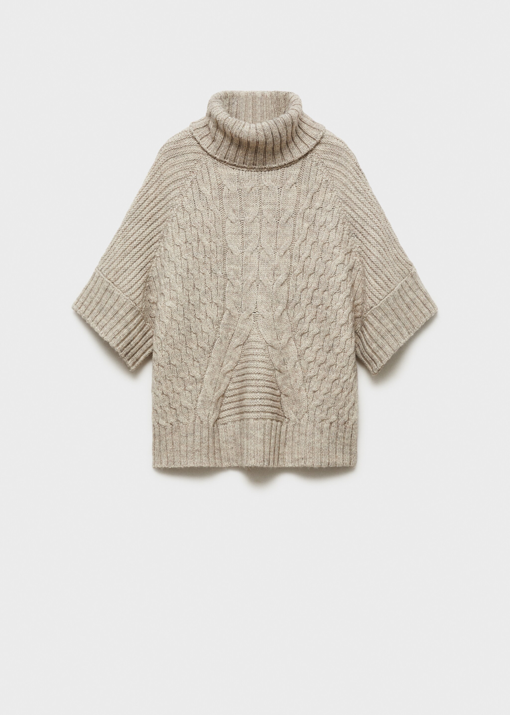 Short-sleeved braided sweater - Article without model, Sand. Ref: 77019076-00.