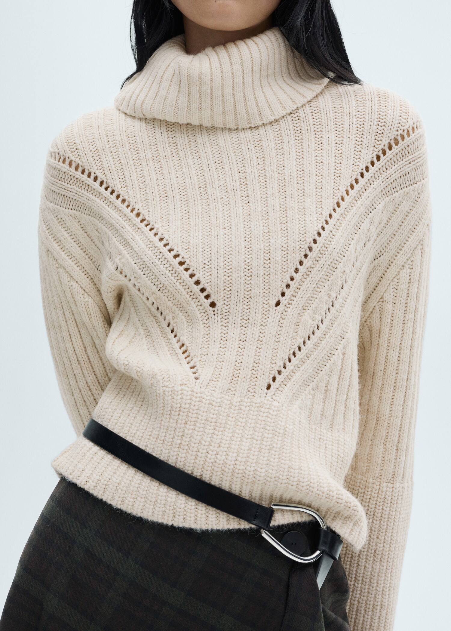 Rollkragenpullover mit locker gewebtem Detail - Detail des Artikels 6