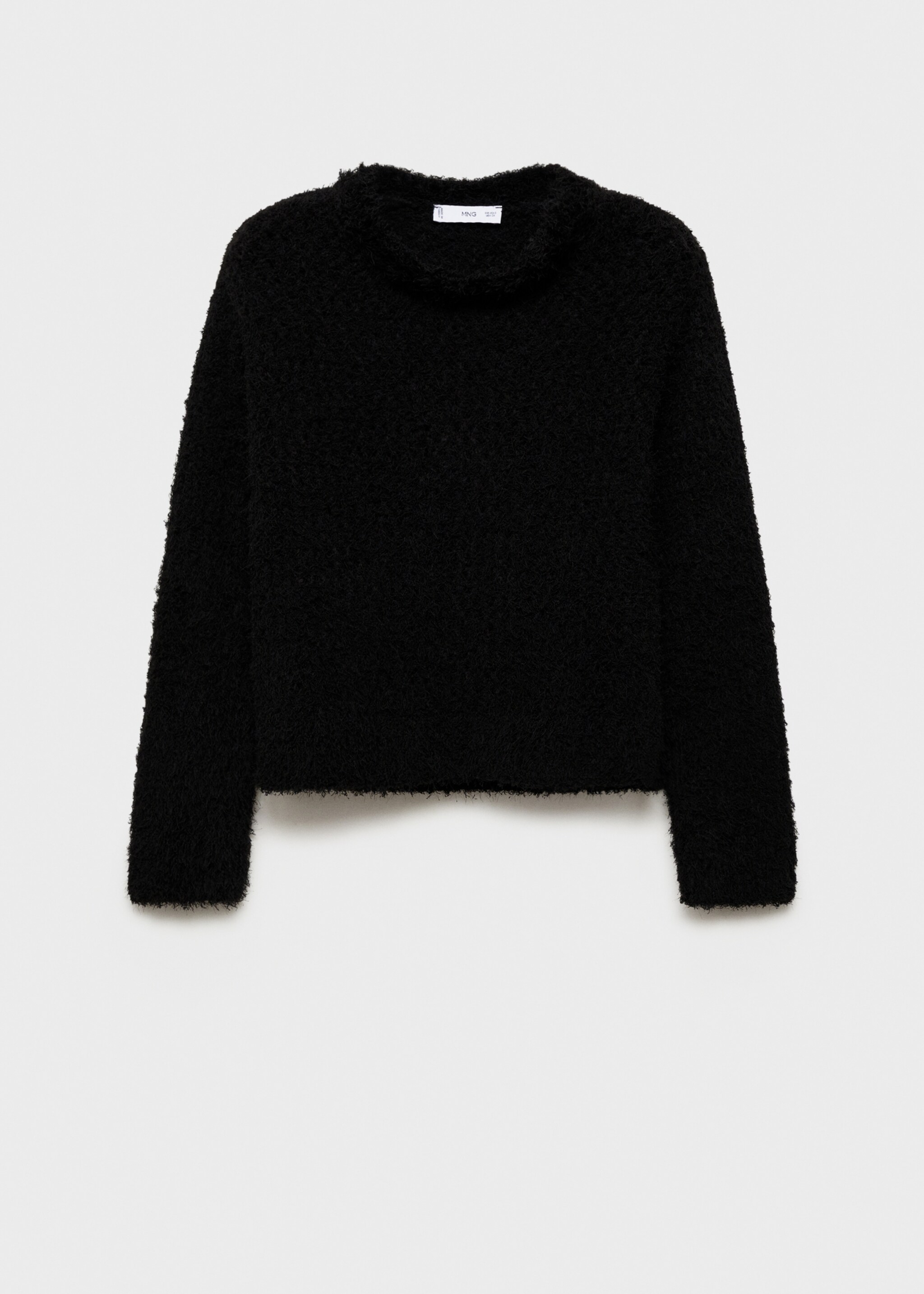 Faux-fur knitted sweater - Article without model, Black. Ref: 77019080-00.