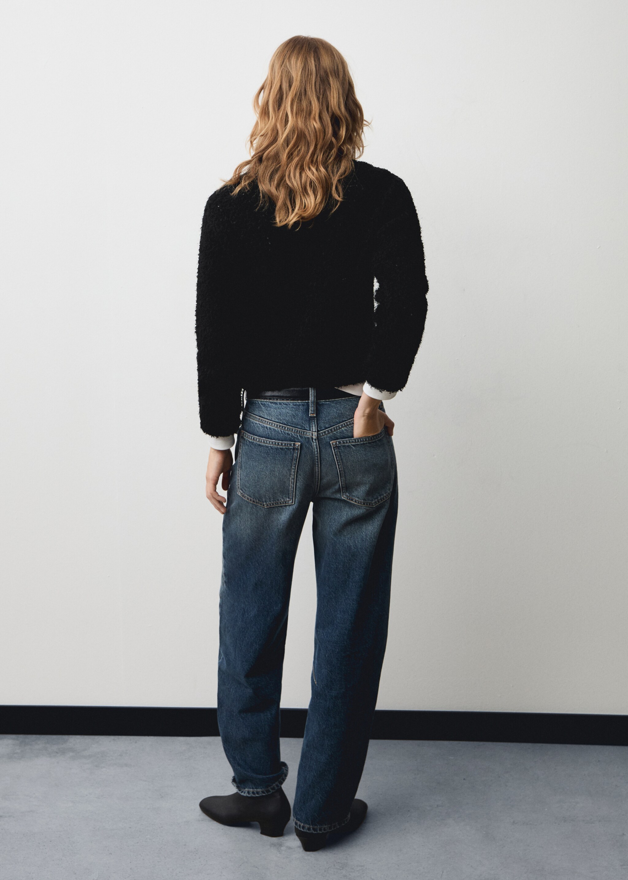 Faux-fur knitted sweater - Reverse of the article, Black. Ref: 77019080-00.