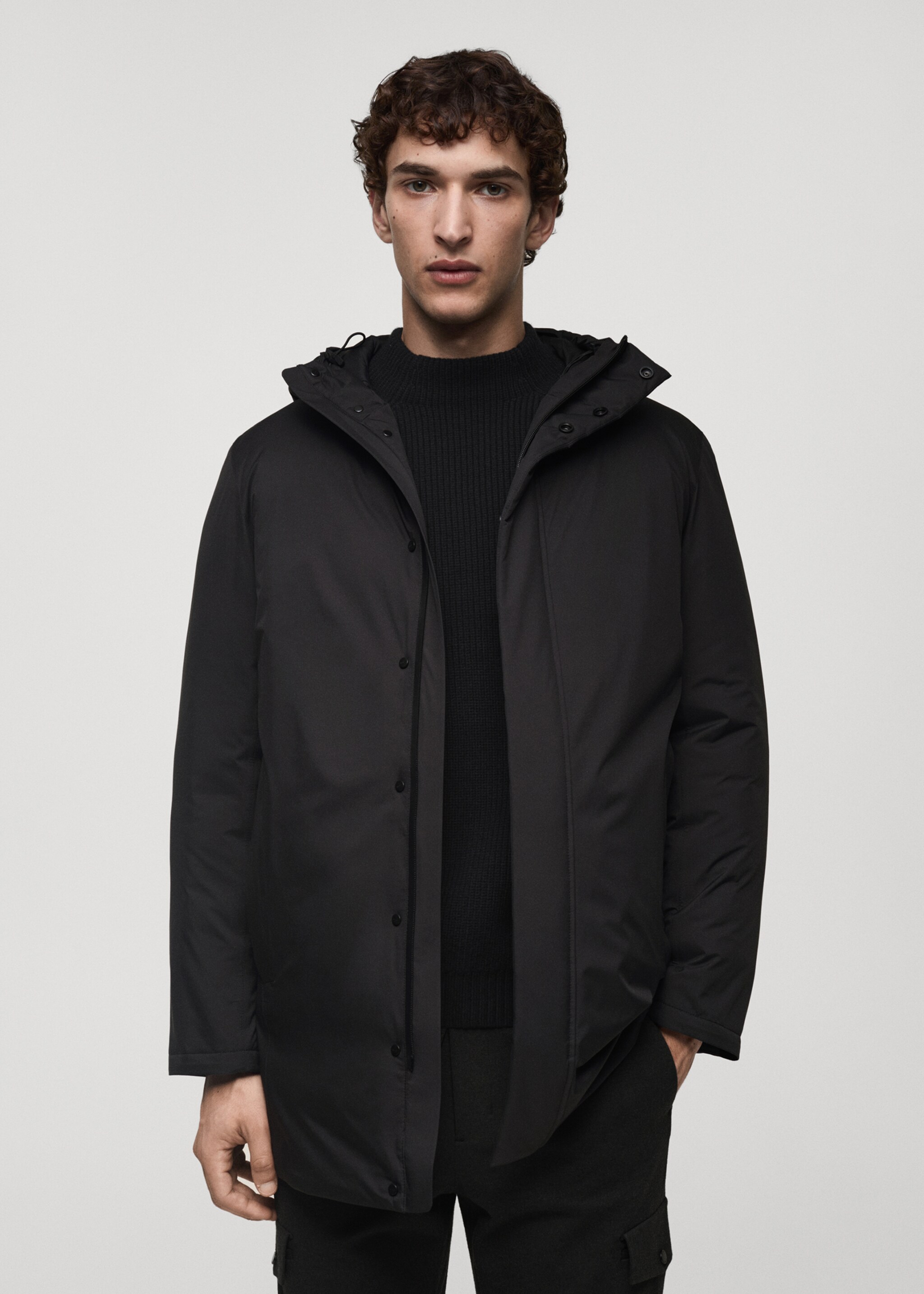 Thermore® waterproof quilted parka with Thermore® padding - Medium plane, Charcoal. Ref: 77019228-00.