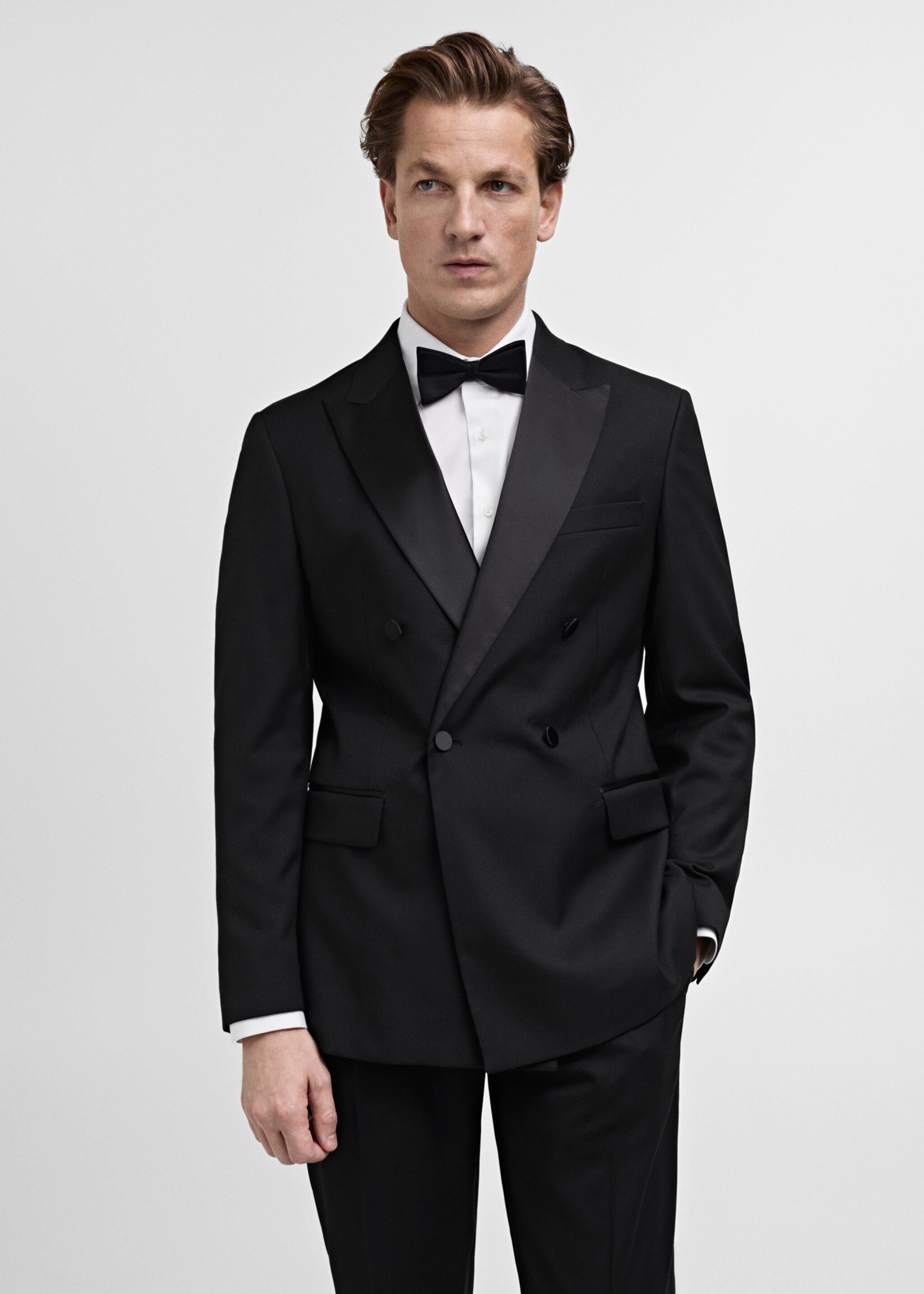 Americana vestit smoking slim fit - Pla mig, Negre. Ref: 77019229-00.