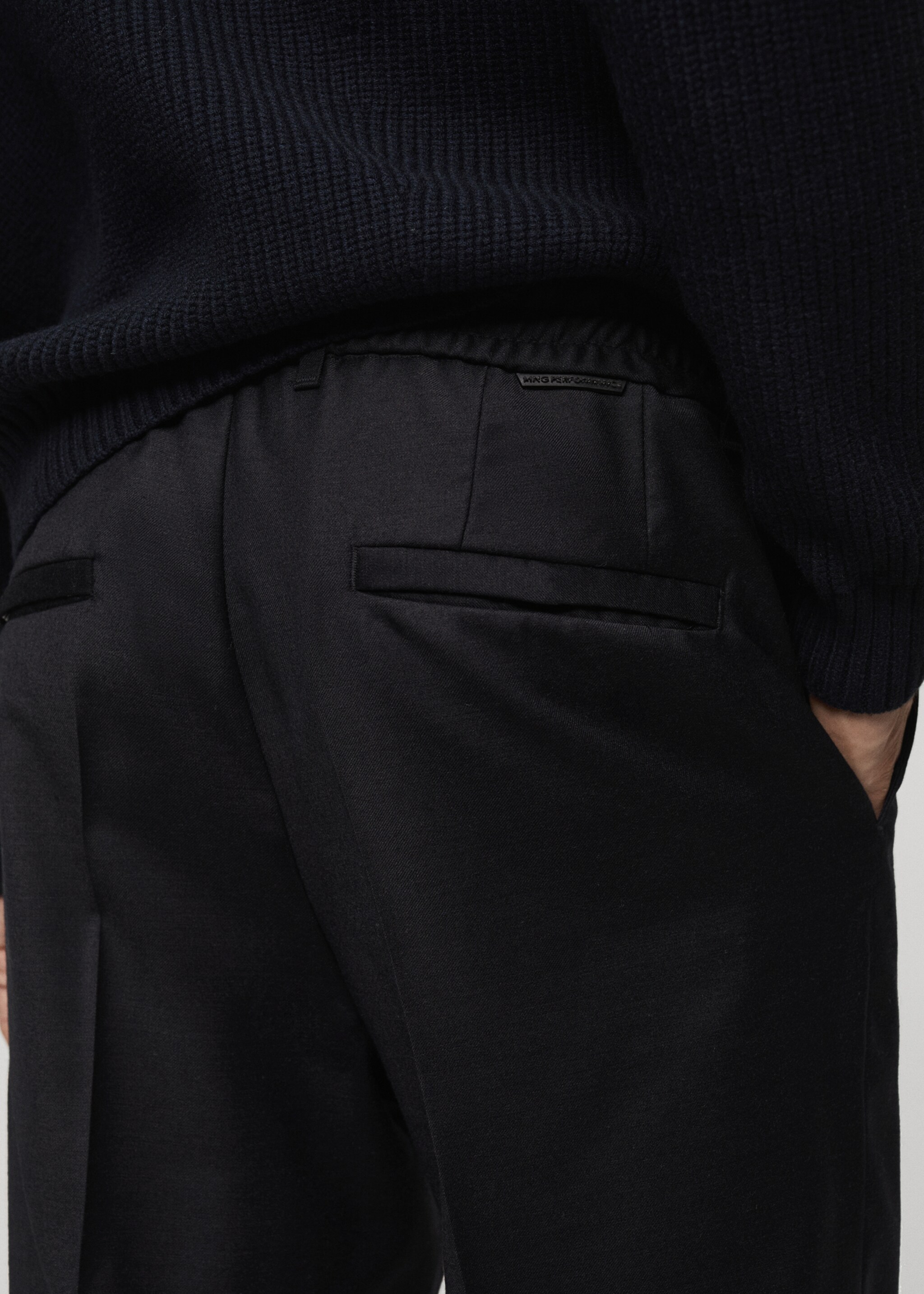 Pantalon laine mélangée cordon - Détail de l'article 6, Bleu nuit. Ref: 77019230-00.