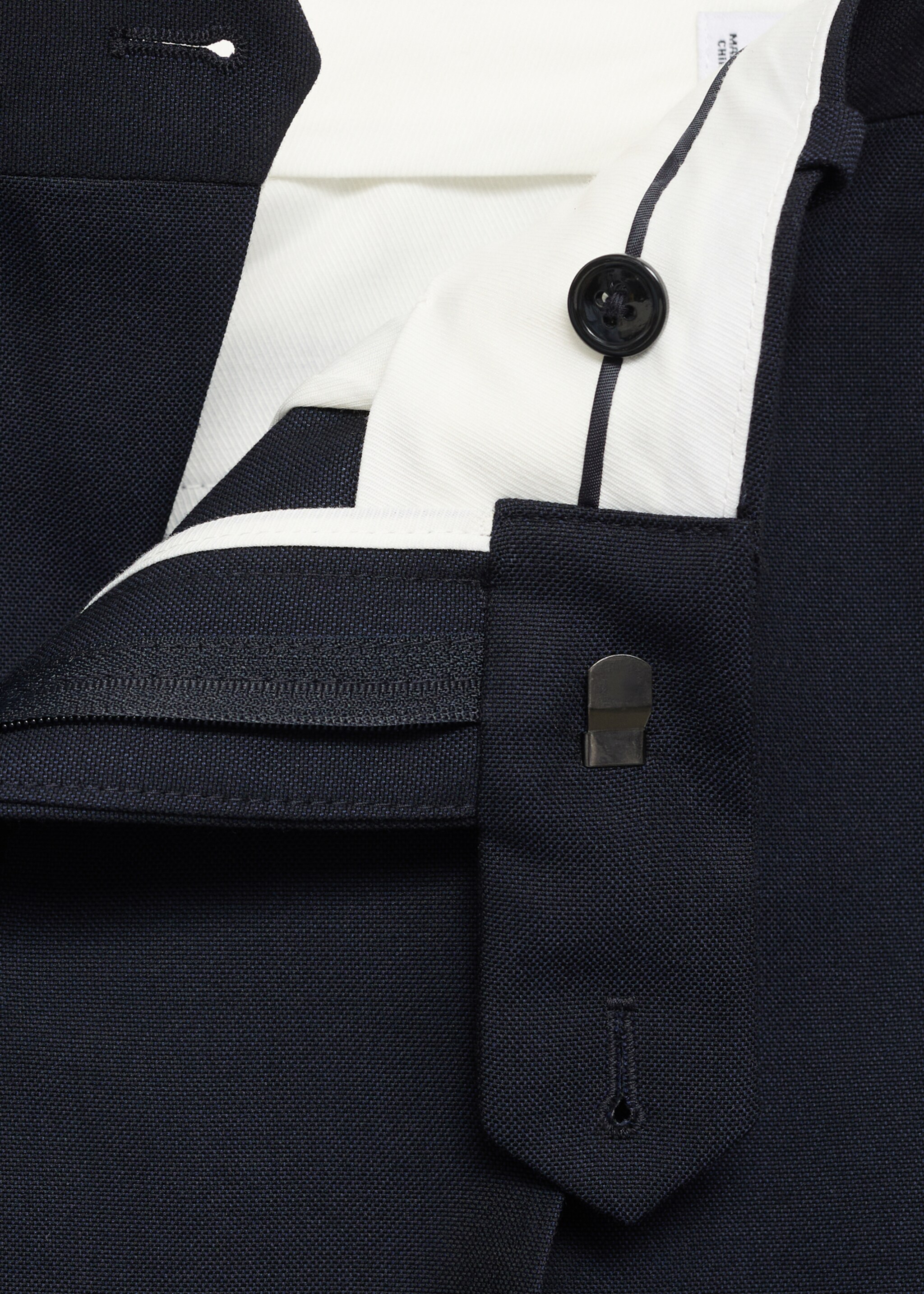Slim fit suit trousers - Details of the article 8, Dark Navy. Ref: 77019232-00.