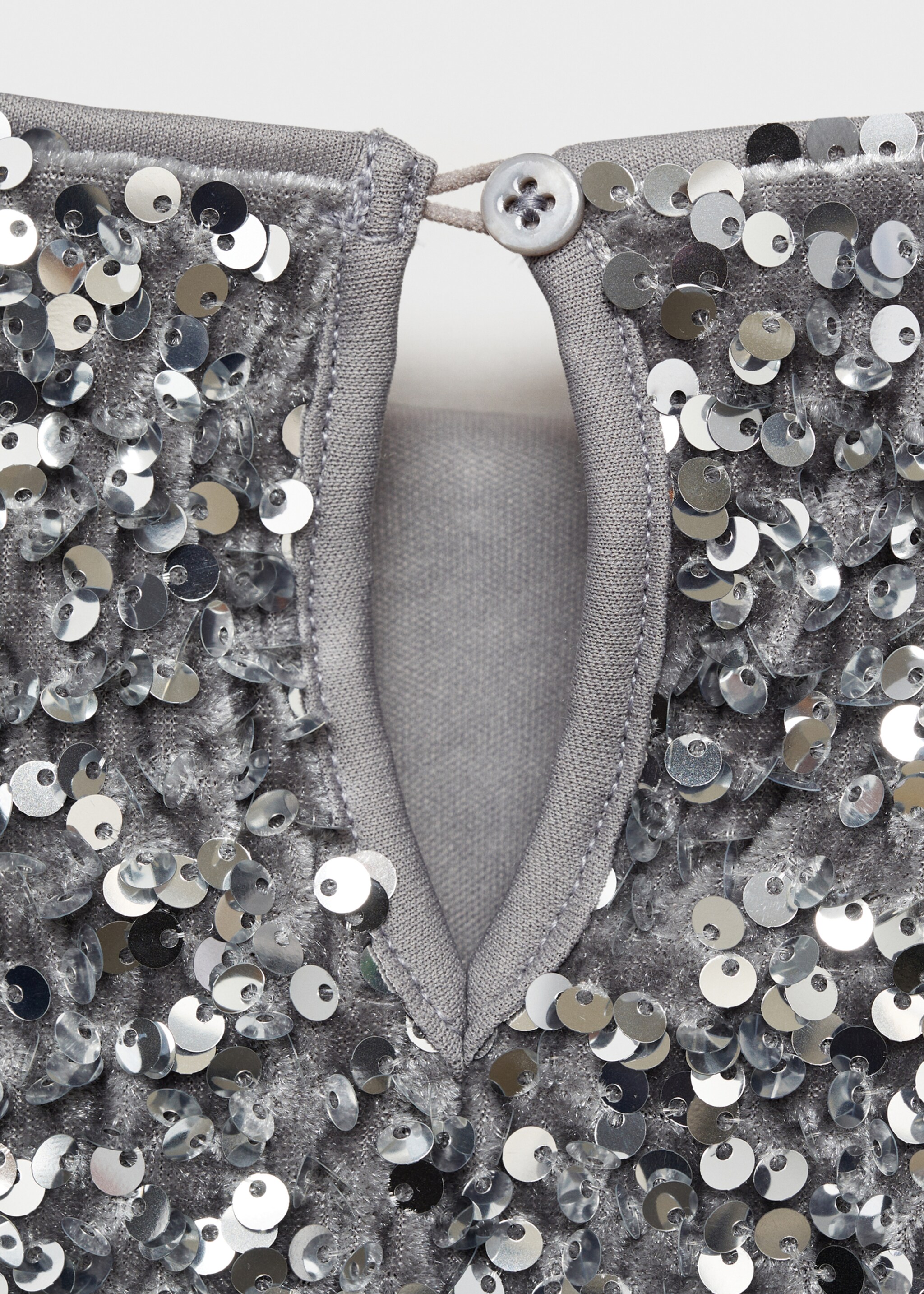 Langärmliges T-Shirt mit Pailletten - Detail des Artikels 0, Silber. Ref: 77019233-00.