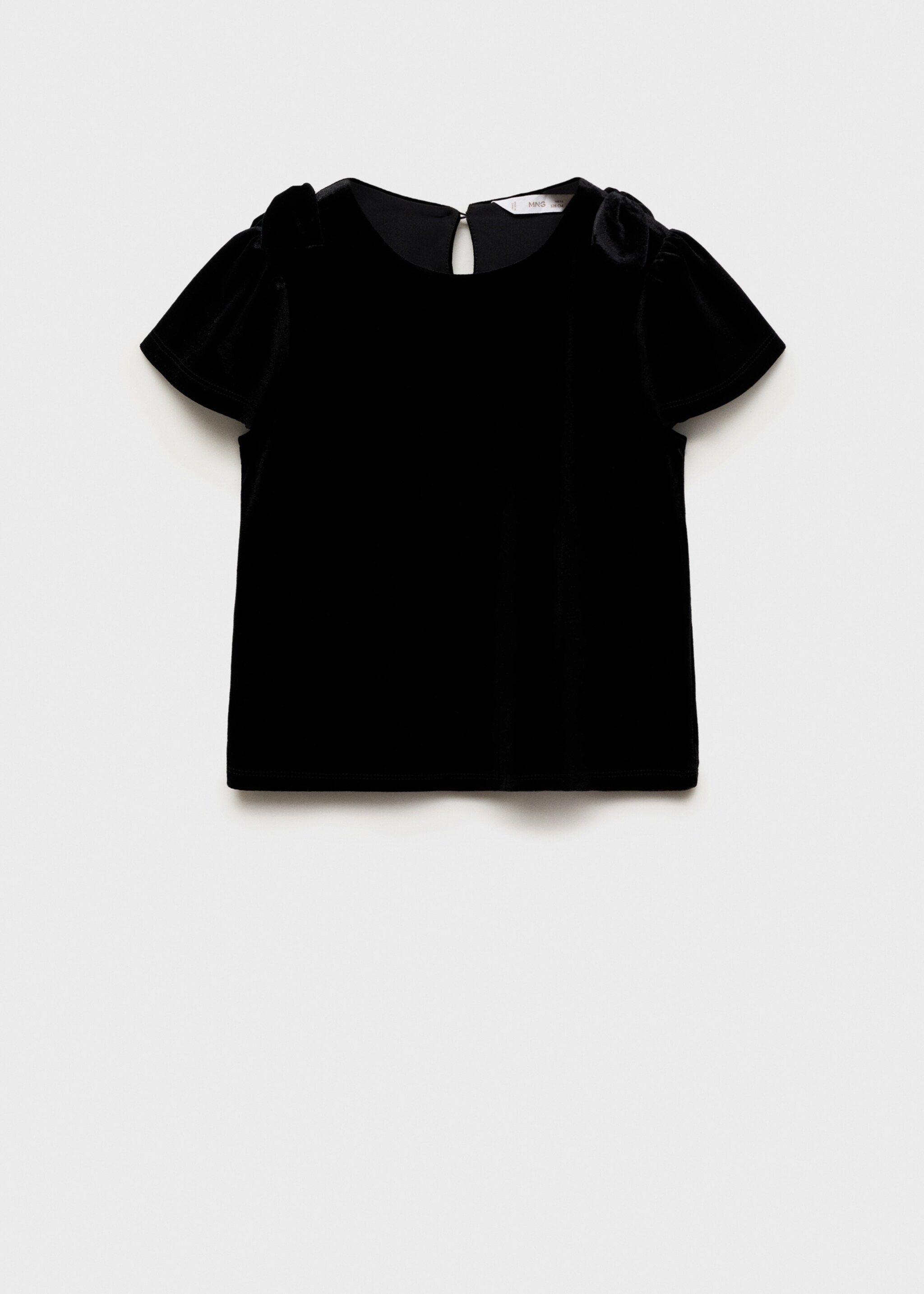 Velvet bow T-shirt - Article without model, Black. Ref: 77019234-00.