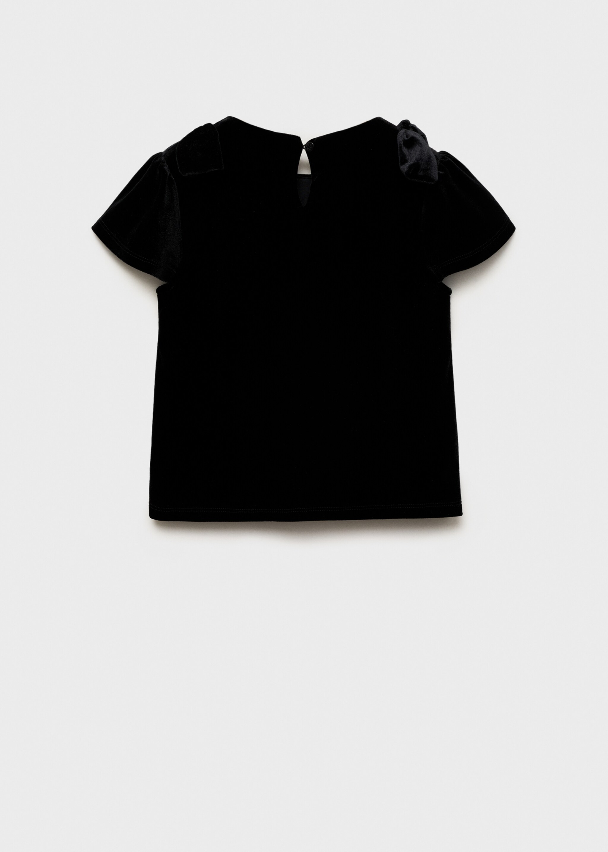 Velvet bow T-shirt - Reverse of the article, Black. Ref: 77019234-00.