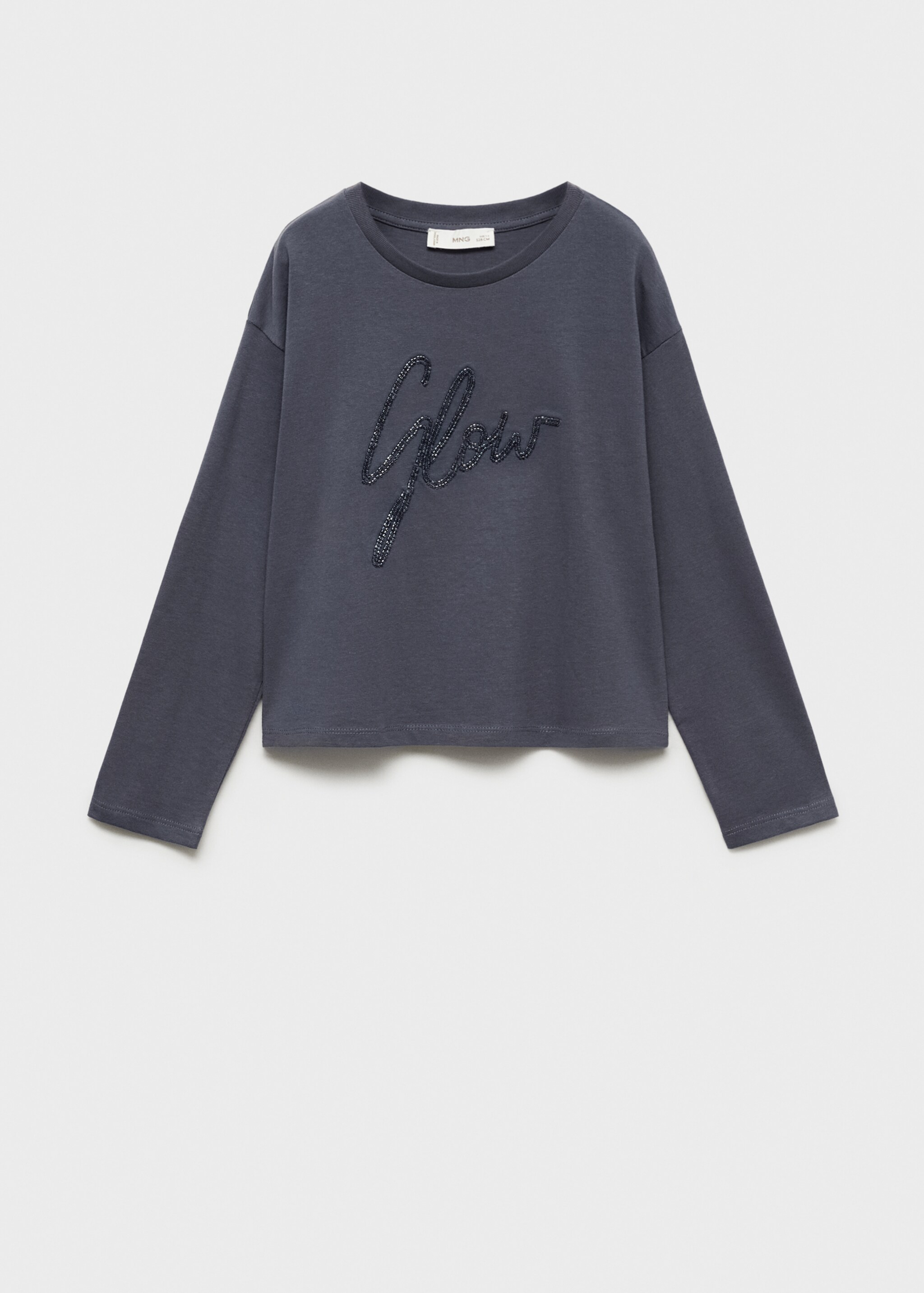 Beaded cotton T-shirt - Article without model, Petrol Blue. Ref: 77019237-00.