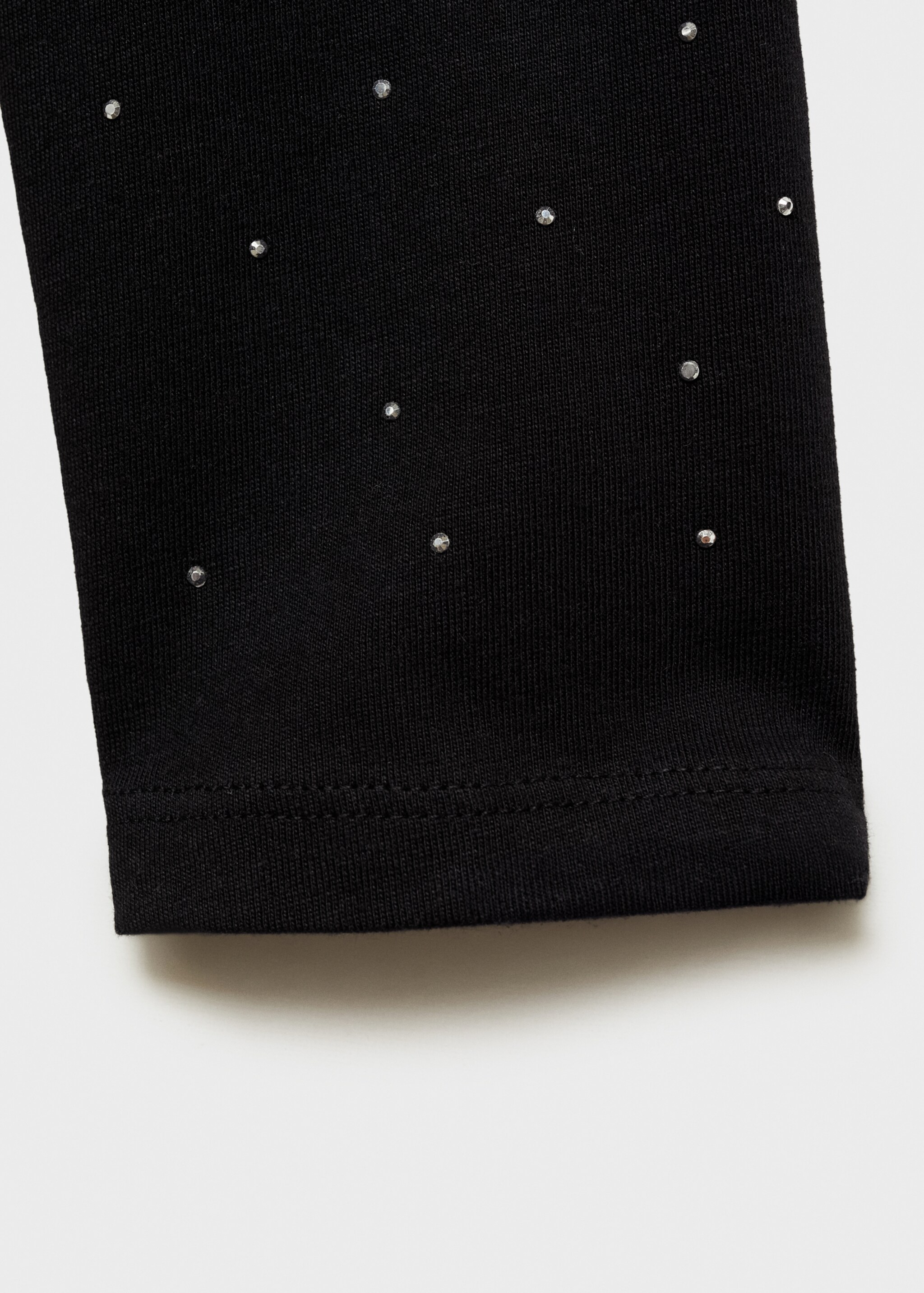 Ruffle rhinestones t-shirt - Details of the article 0, Black. Ref: 77019238-00.