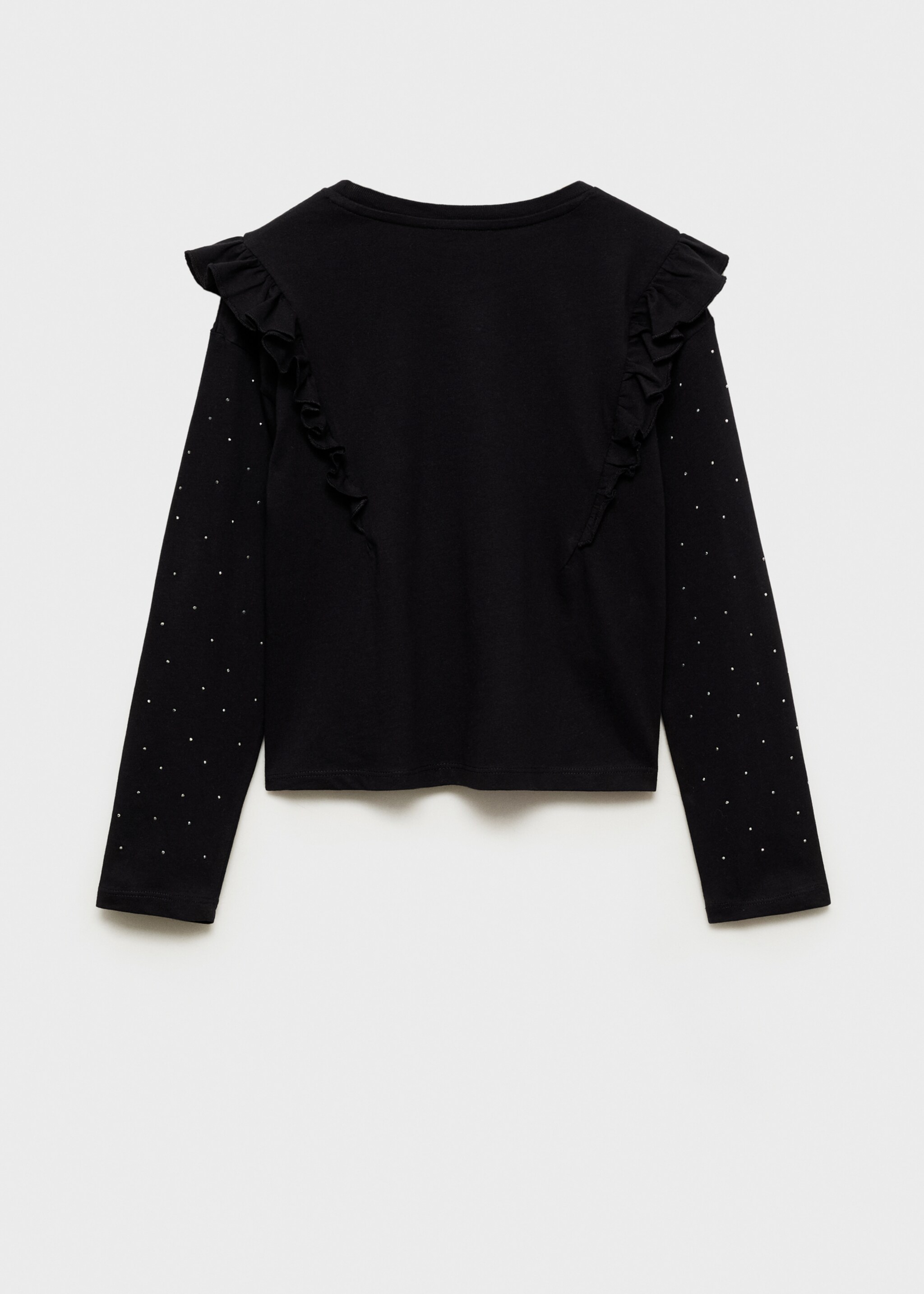 Ruffle rhinestones t-shirt - Reverse of the article, Black. Ref: 77019238-00.