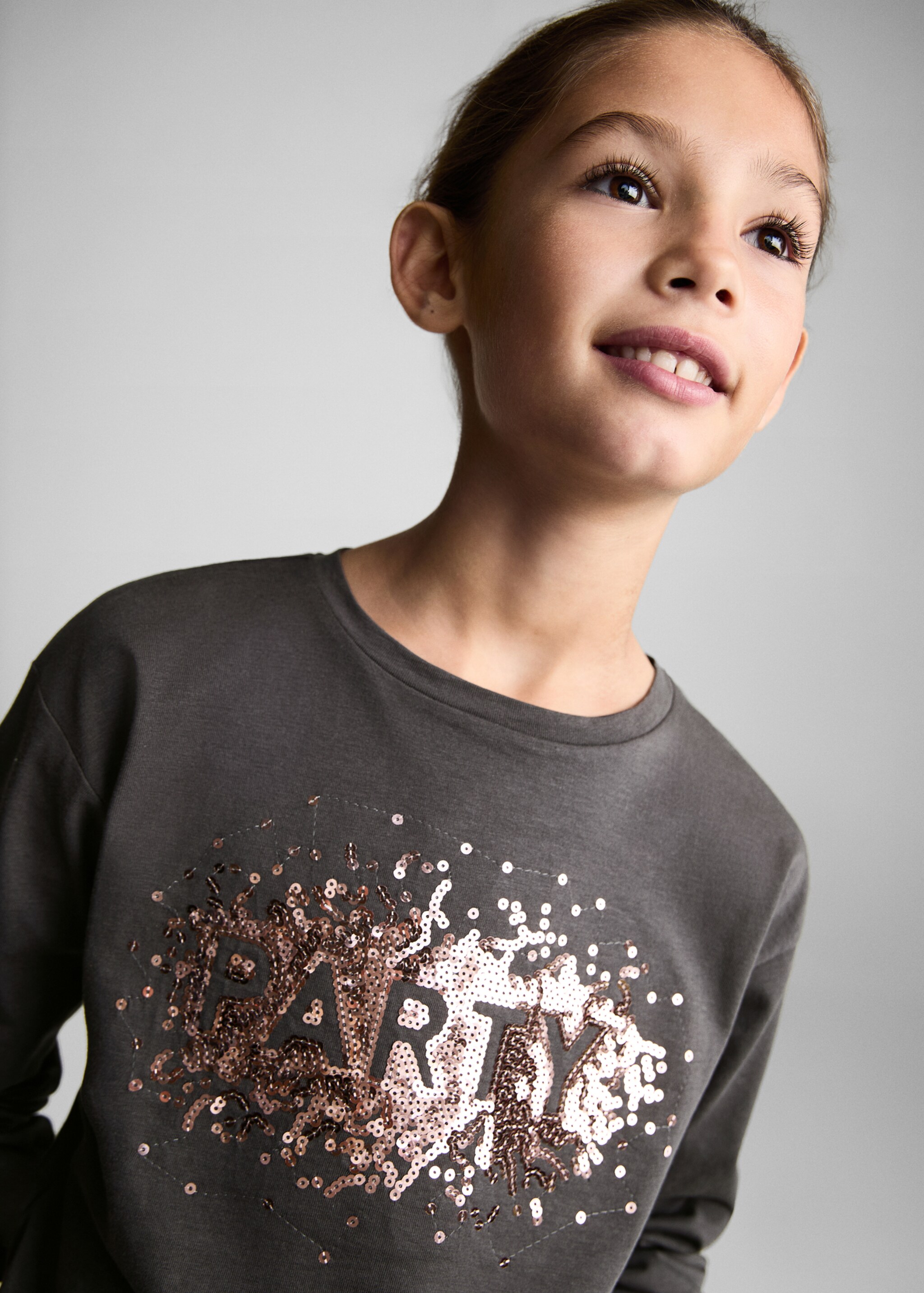Camiseta estampada lentejuelas - Detalle del artículo 1, Gris antracita. Ref: 77019239-00.