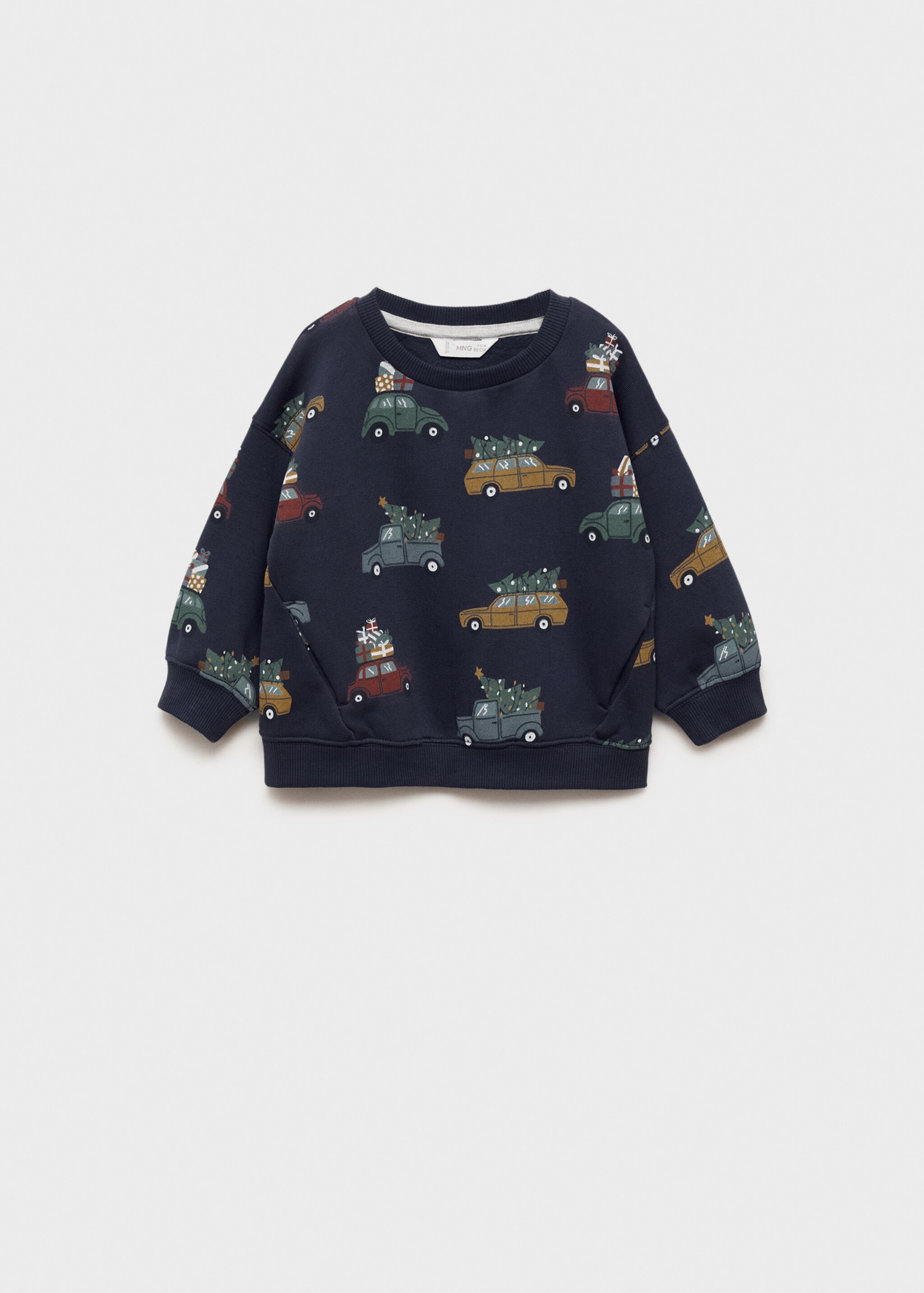 Christmas-print sweatshirt - Article without model, Dark Navy. Ref: 77019409-00.