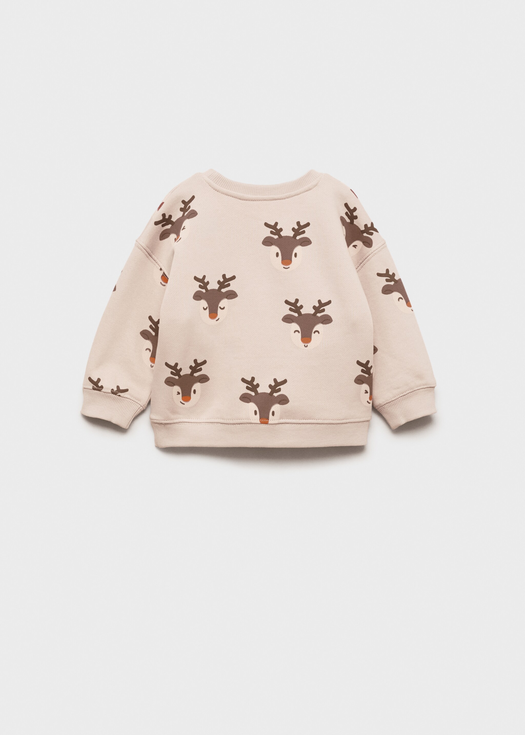 Reindeer printed sweatshirt - Reverse of the article, Sand. Ref: 77019410-00.