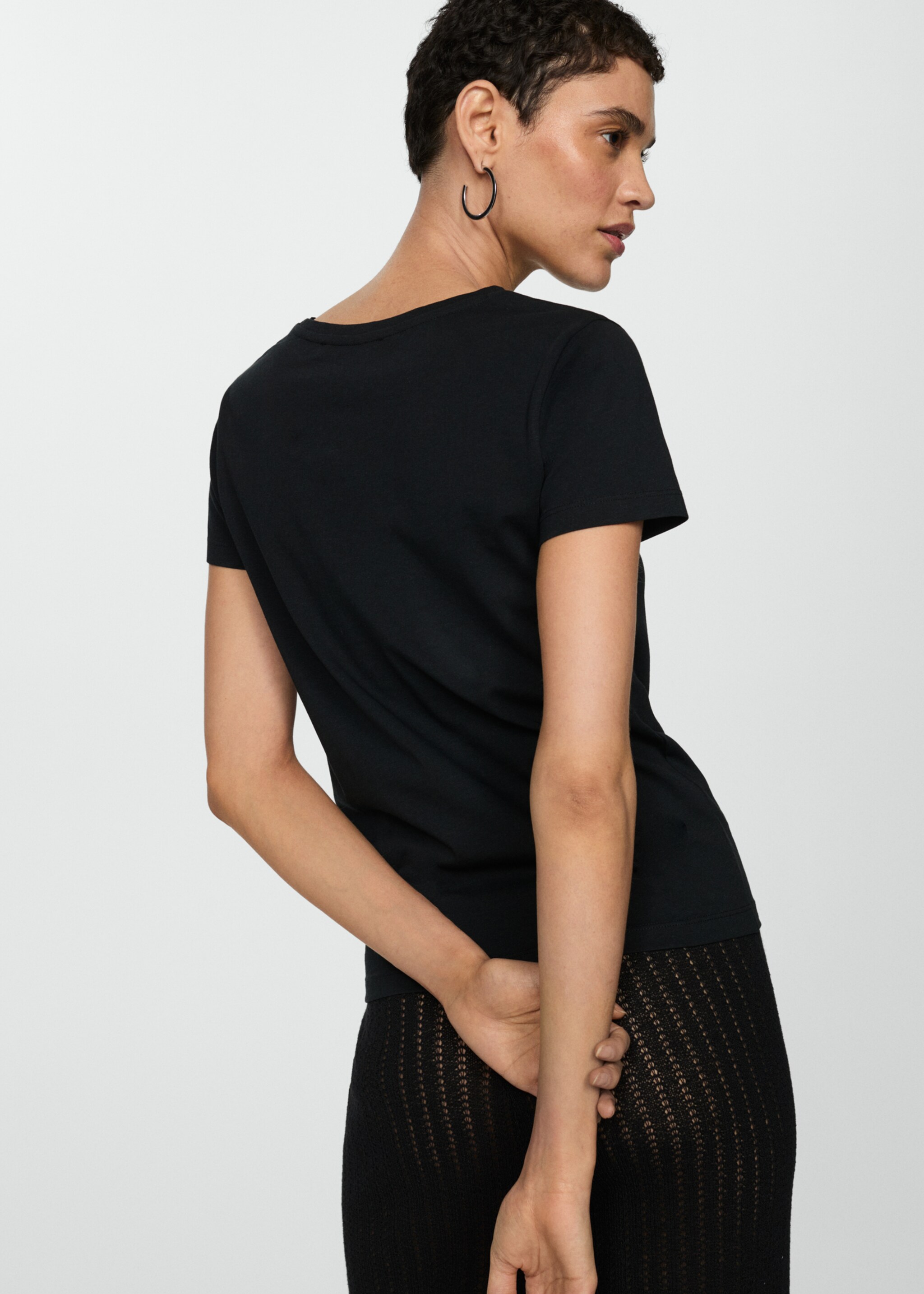 Metallic logo T-shirt - Reverse of the article, Black. Ref: 77019805-00.