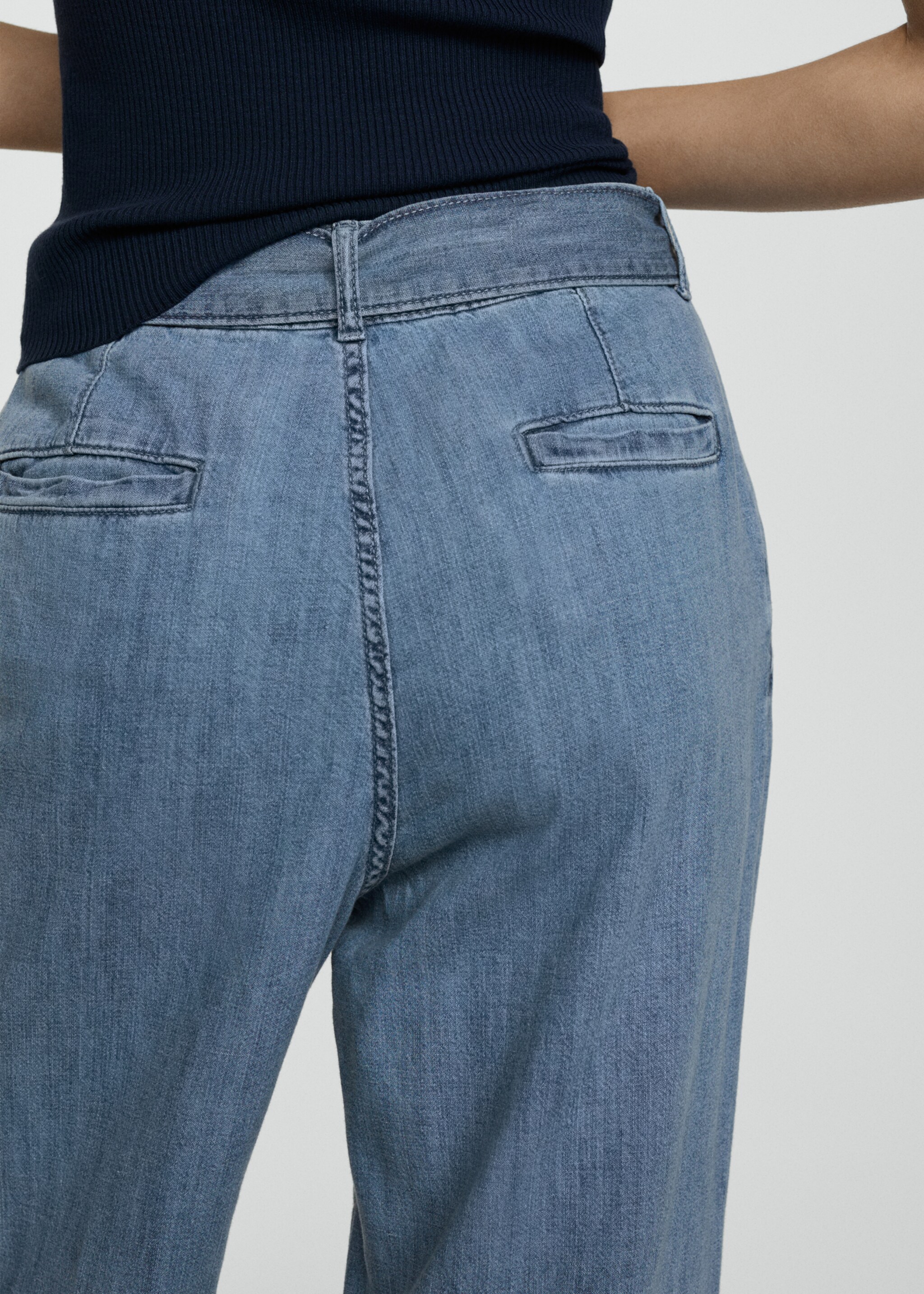 Flowy wideleg trousers with belt - Details of the article 1