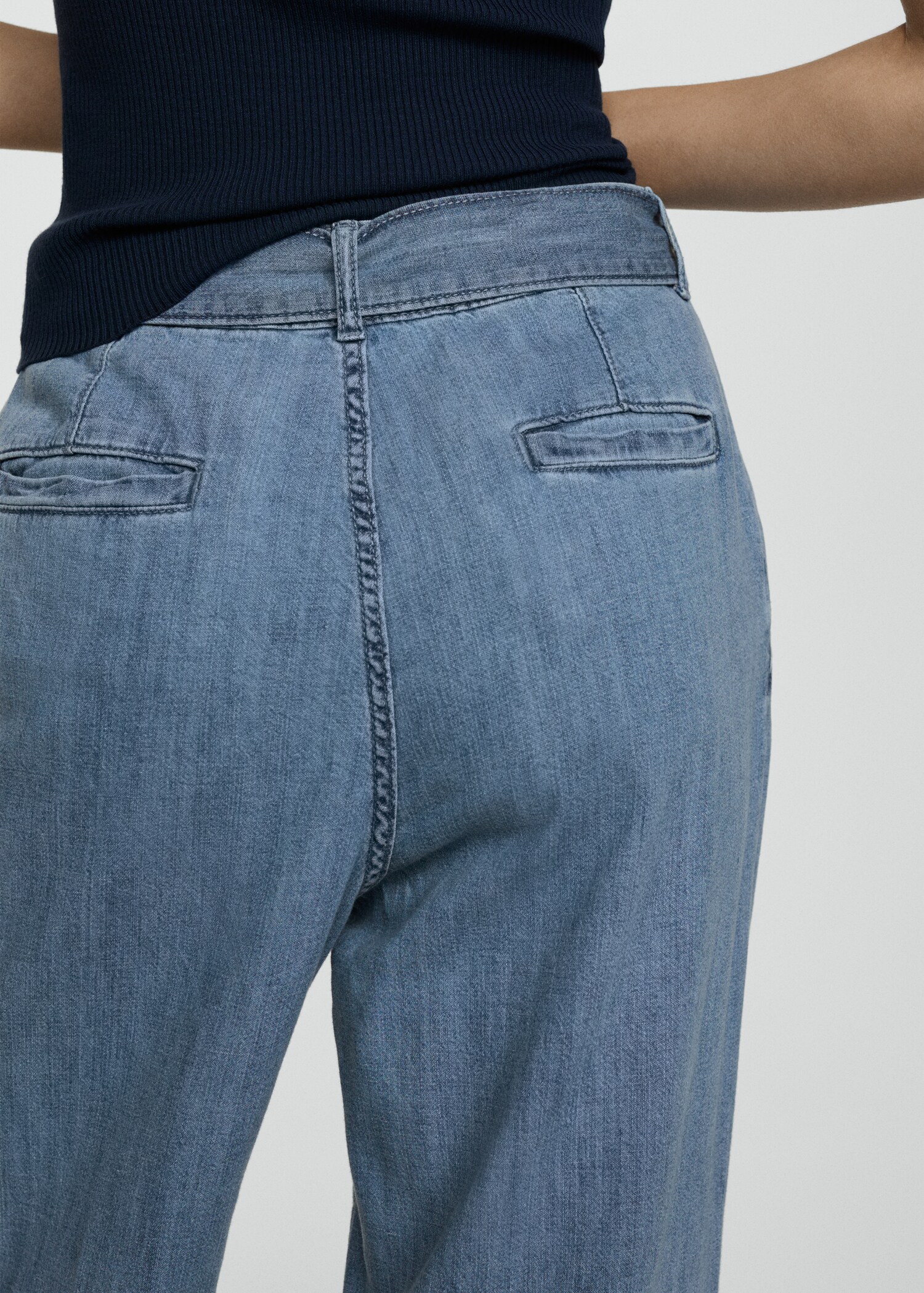 Flowy wideleg trousers with belt - Details of the article 1