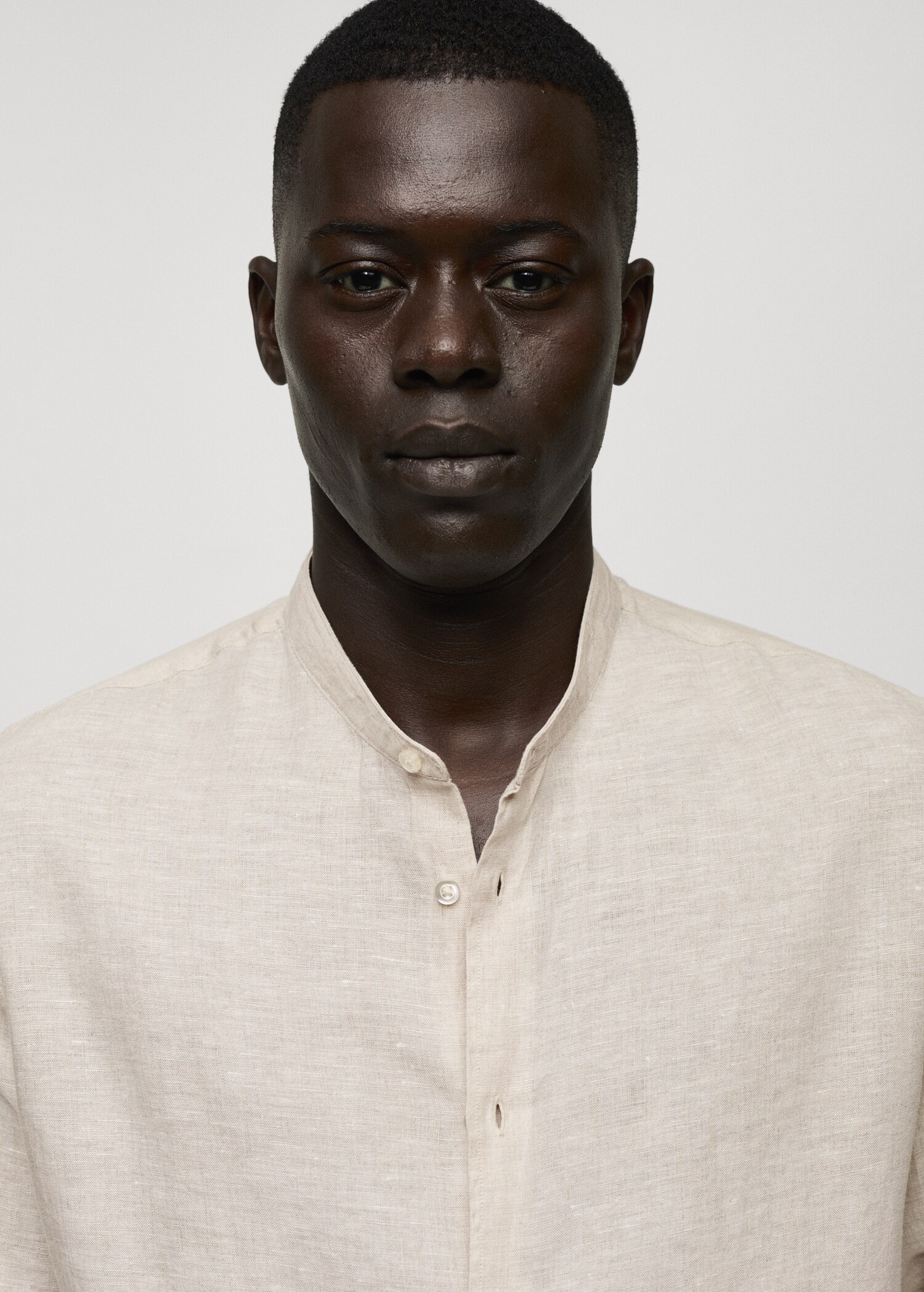 100% linen Mao collar shirt - Details of the article 1