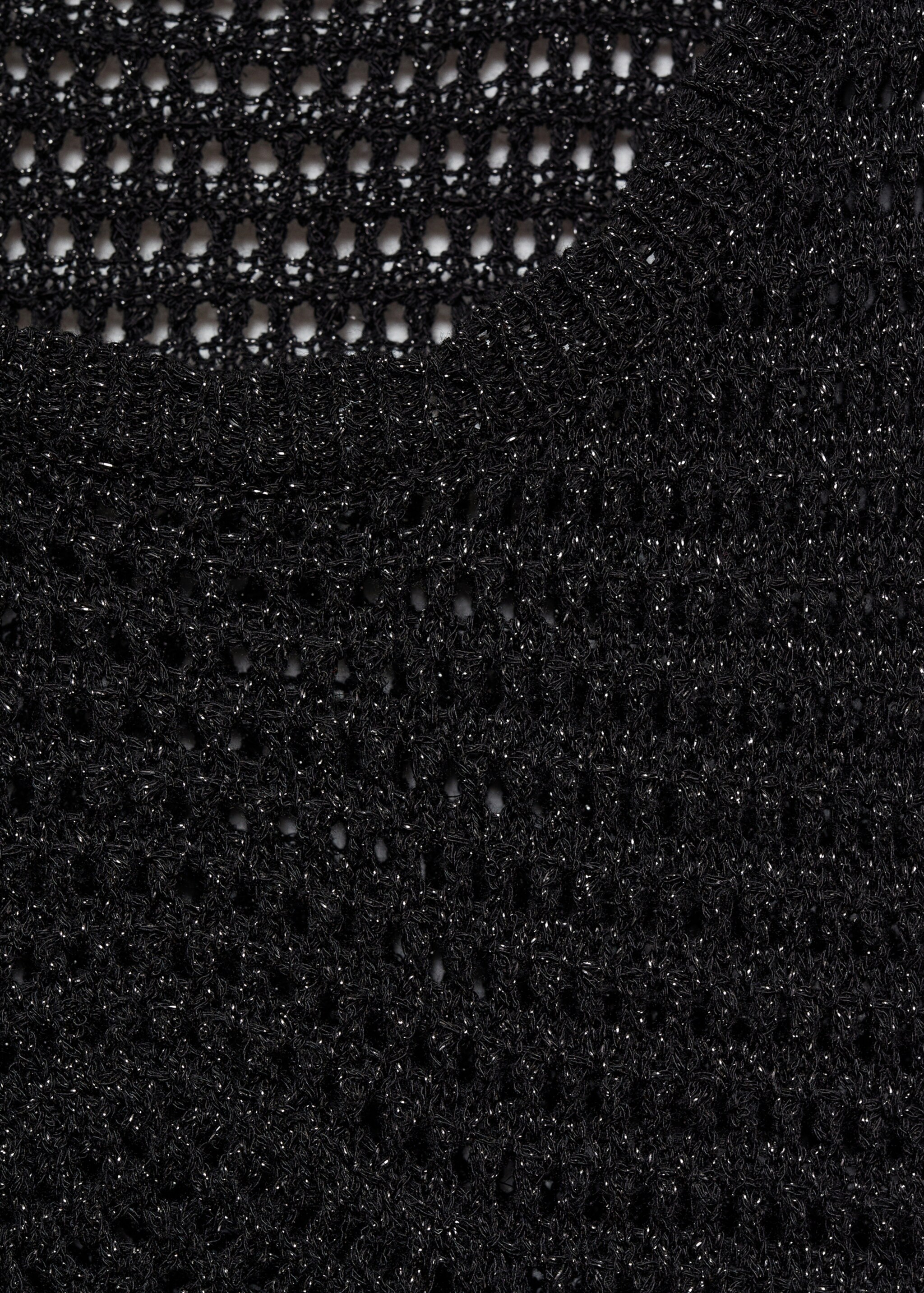 Openwork knitted lurex top - Details of the article 0, Black. Ref: 77020344-00.