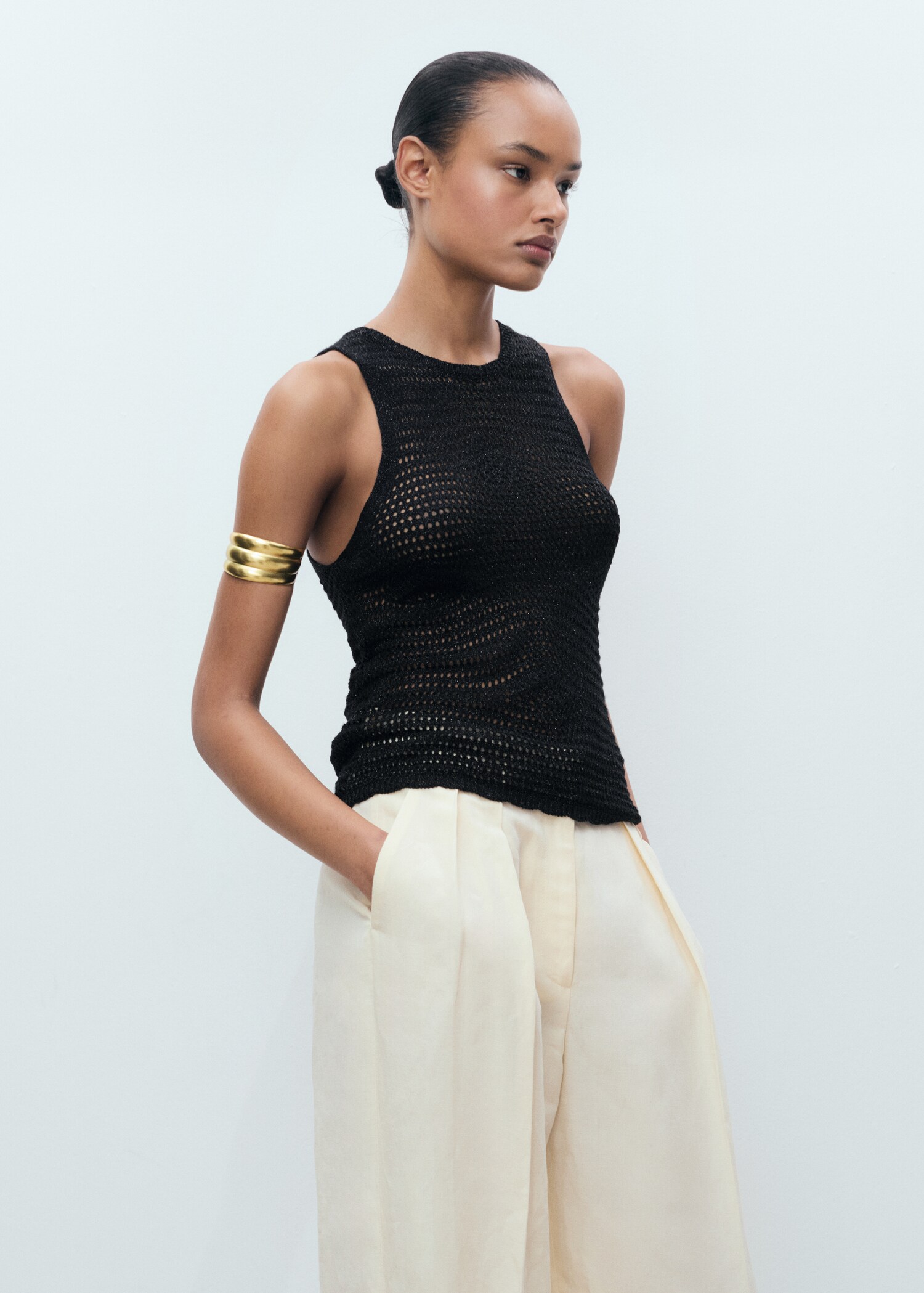 Openwork knitted lurex top - Details of the article 2