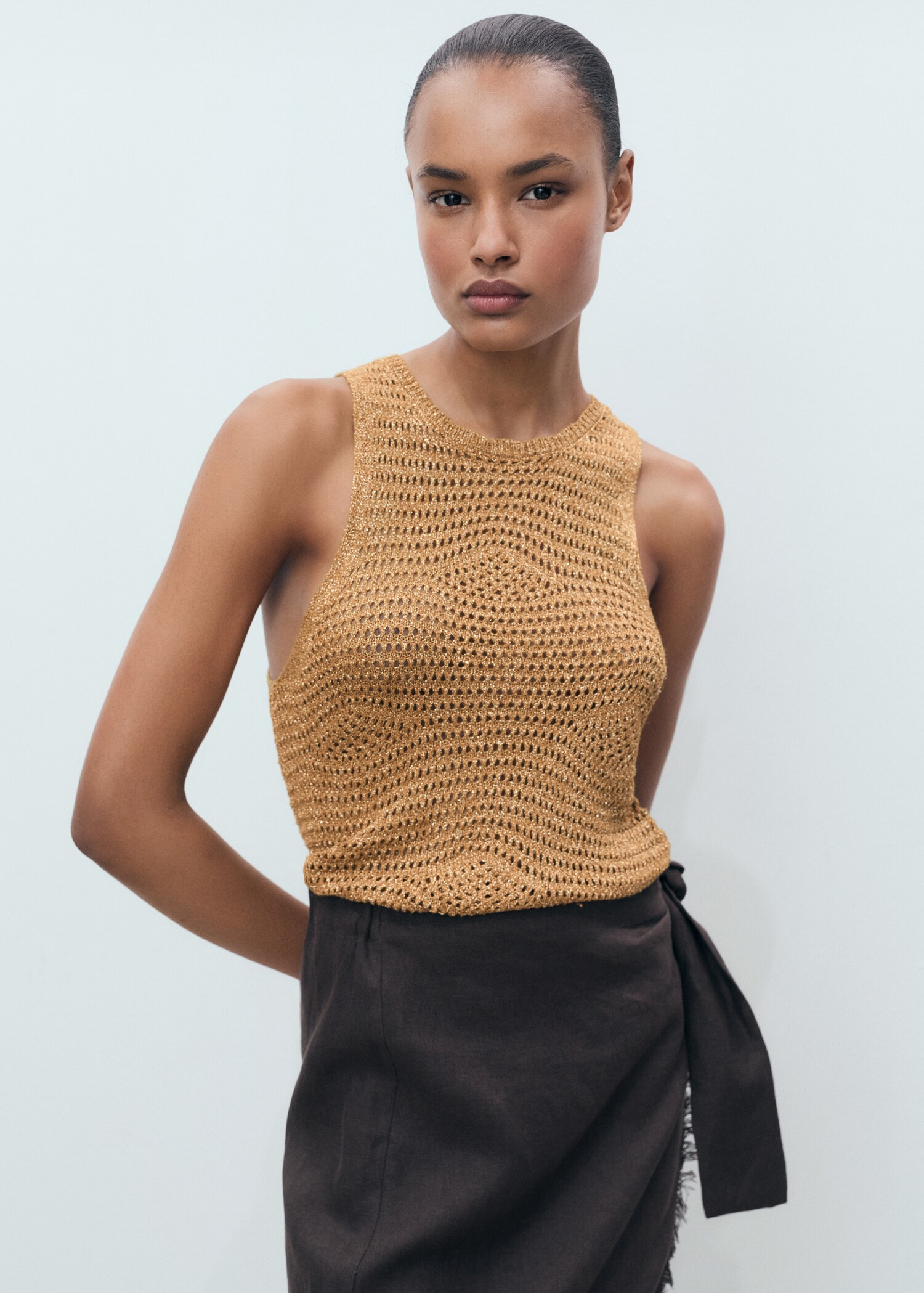 Openwork knitted lurex top - Medium plane