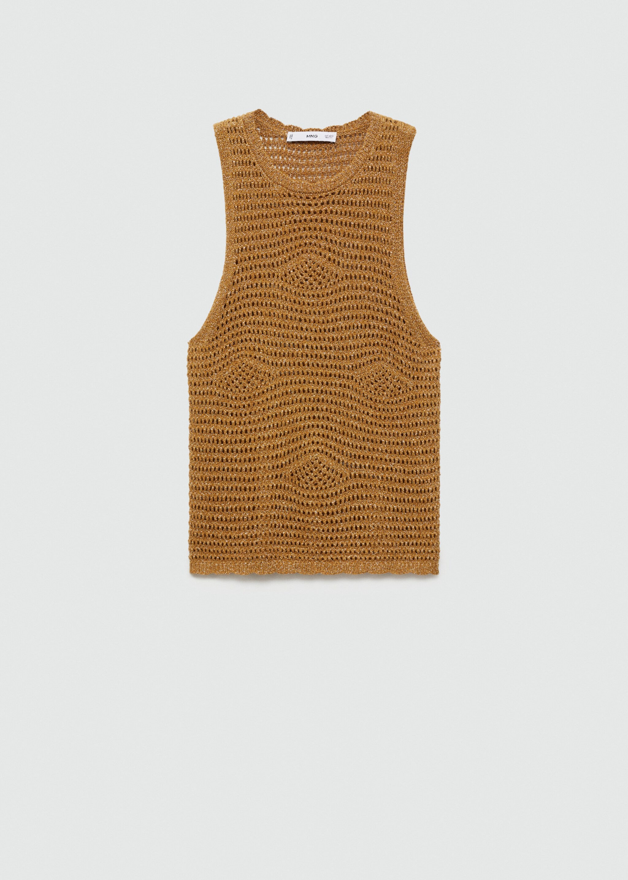 Openwork knitted lurex top - Article without model, Gold. Ref: 77020344-00.