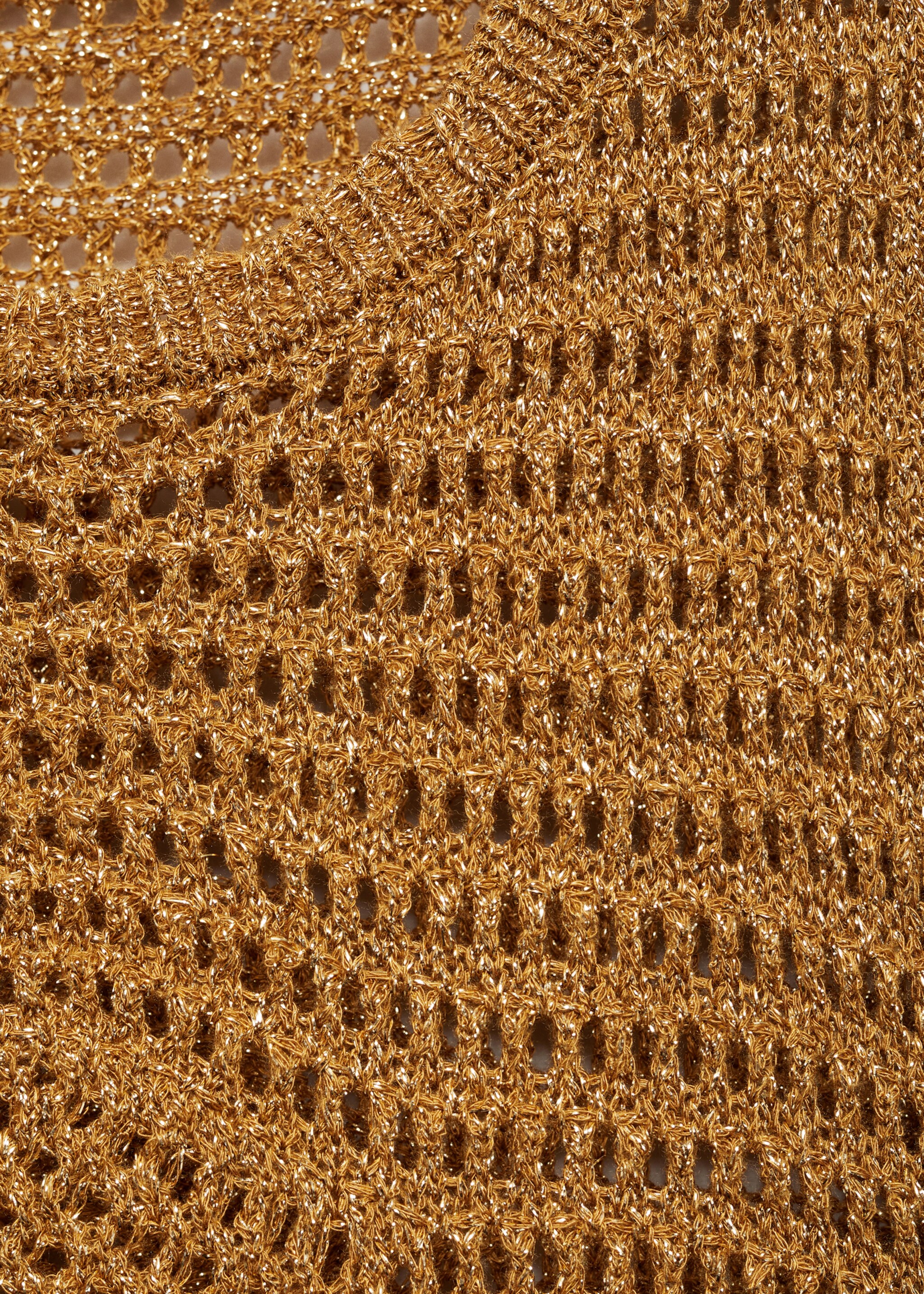 Openwork knitted lurex top - Details of the article 0, Gold. Ref: 77020344-00.