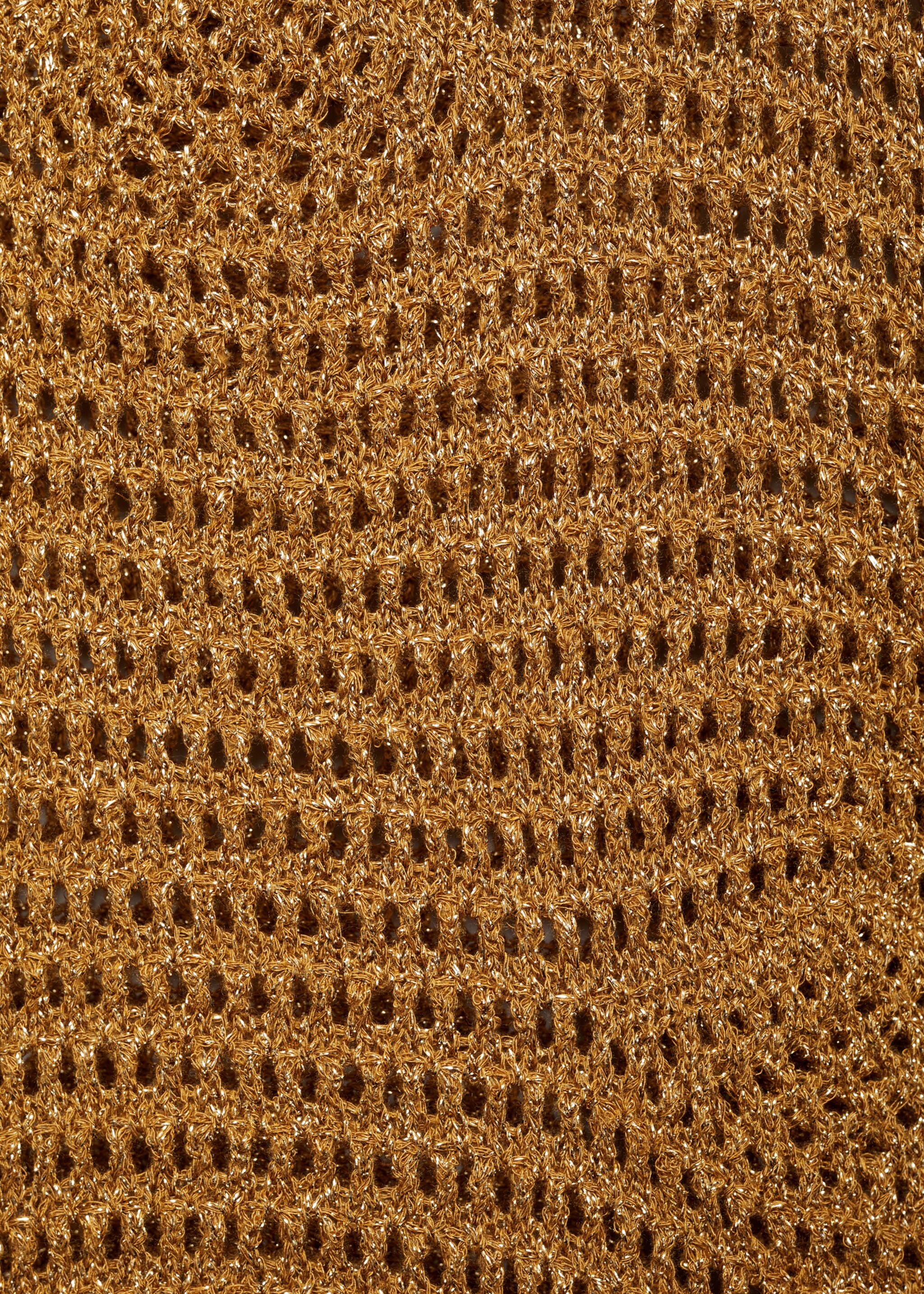 Openwork knitted lurex top - Details of the article 8, Gold. Ref: 77020344-00.
