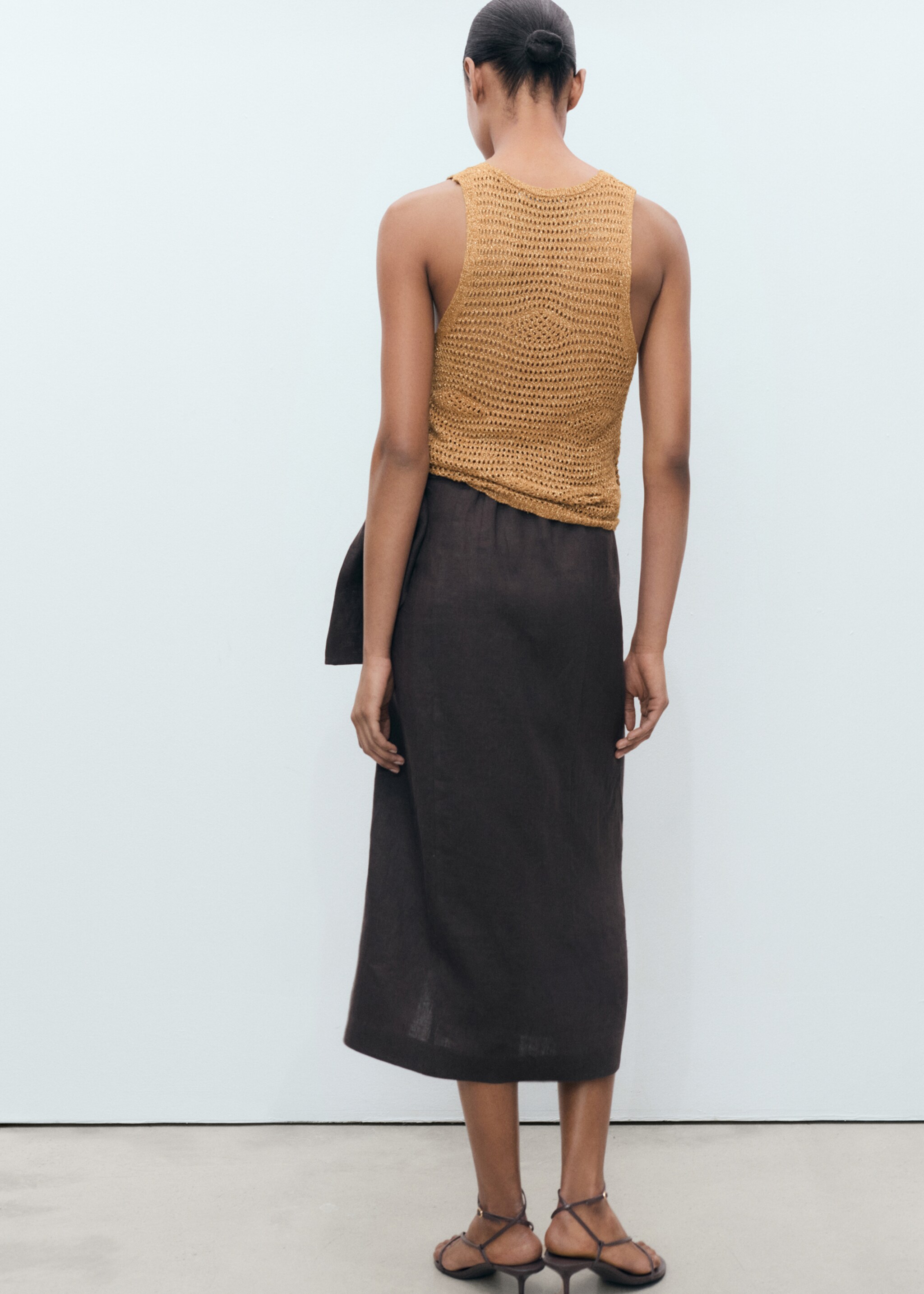 Openwork knitted lurex top - Reverse of the article, Gold. Ref: 77020344-00.