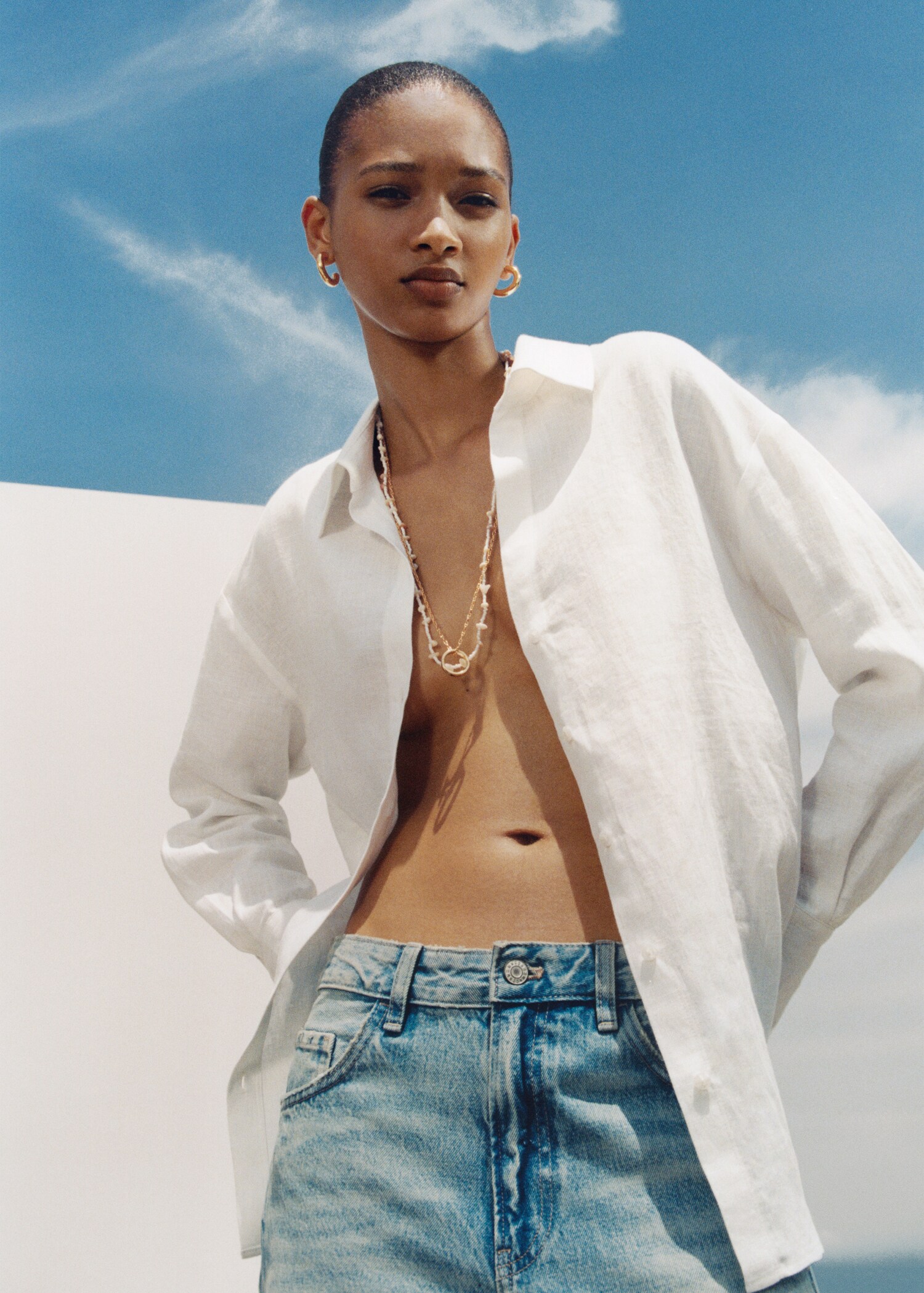100% linen long-sleeved shirt - Details of the article 7