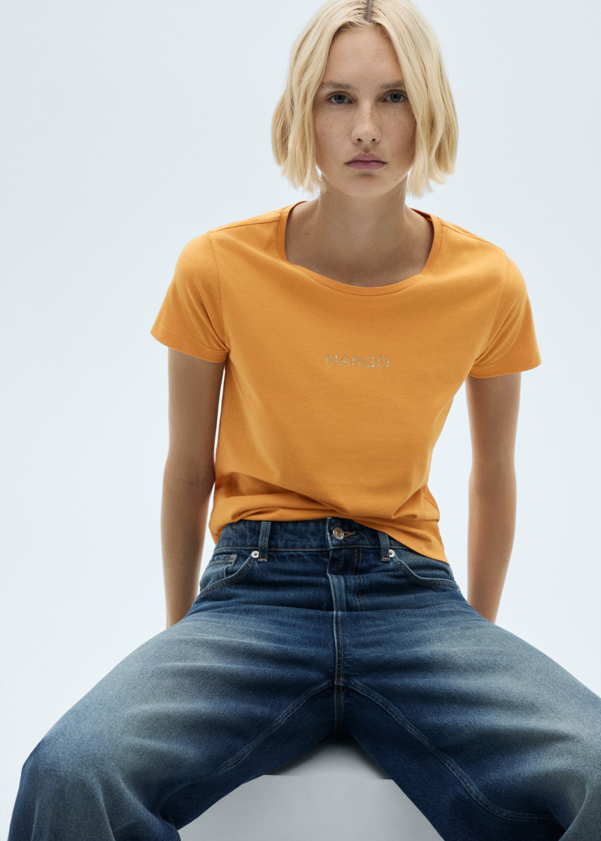 Logo cotton T-shirt - Medium plane, Mustard. Ref: 77020354-00.