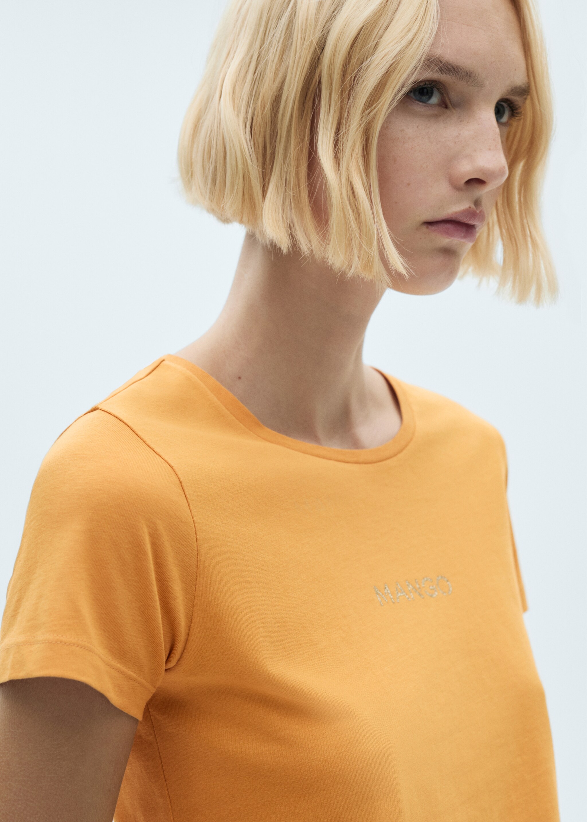 Logo cotton T-shirt - Details of the article 1, Mustard. Ref: 77020354-00.
