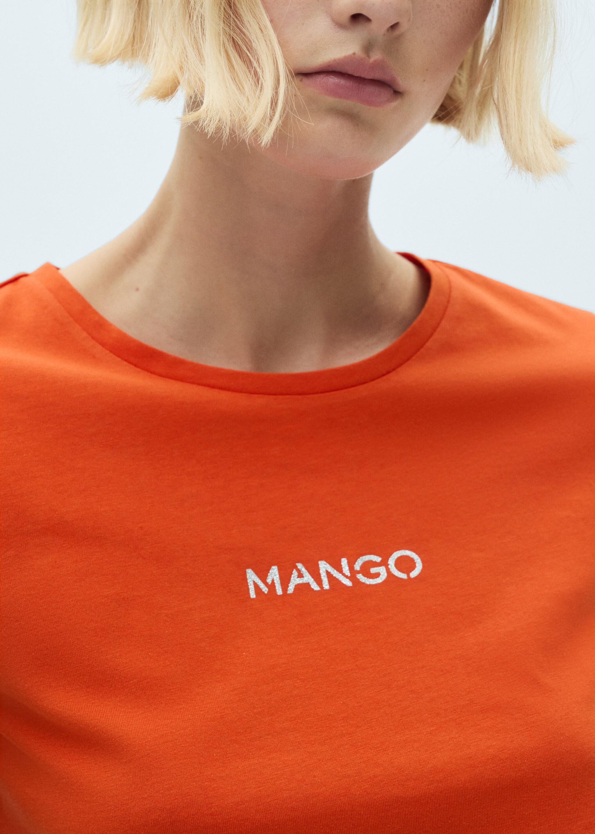 Baumwoll-T-Shirt mit Logo - Detail des Artikels 6, Bräunliches Orange. Ref: 77020354-00.