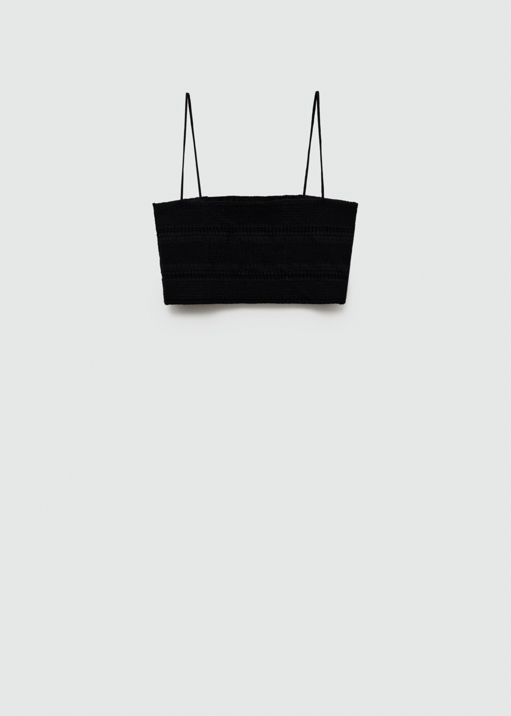 Textured crop top - Article without model, Black. Ref: 77020361-00.