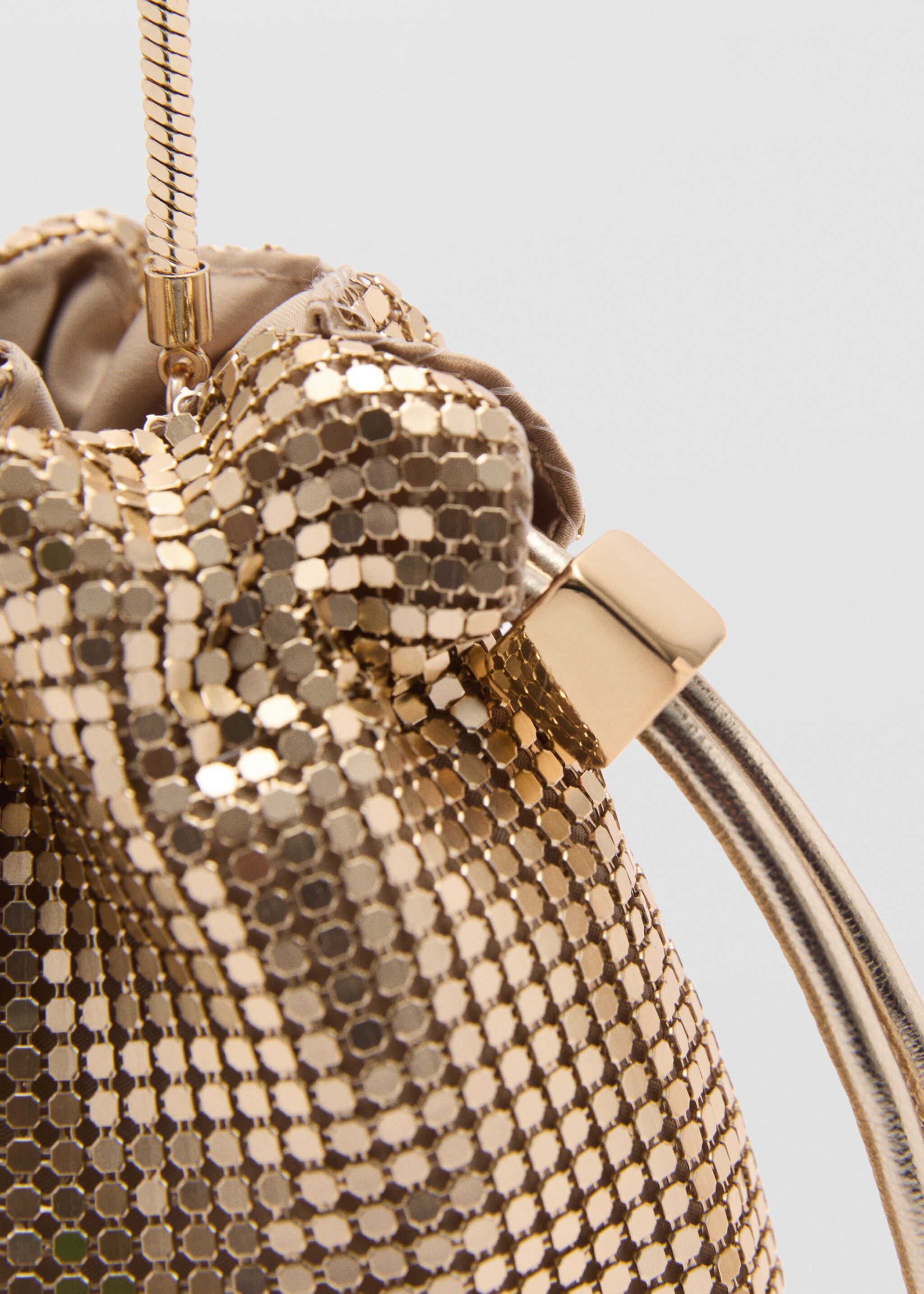 Sequin handbag - Details of the article 1, Gold. Ref: 77020366-00.