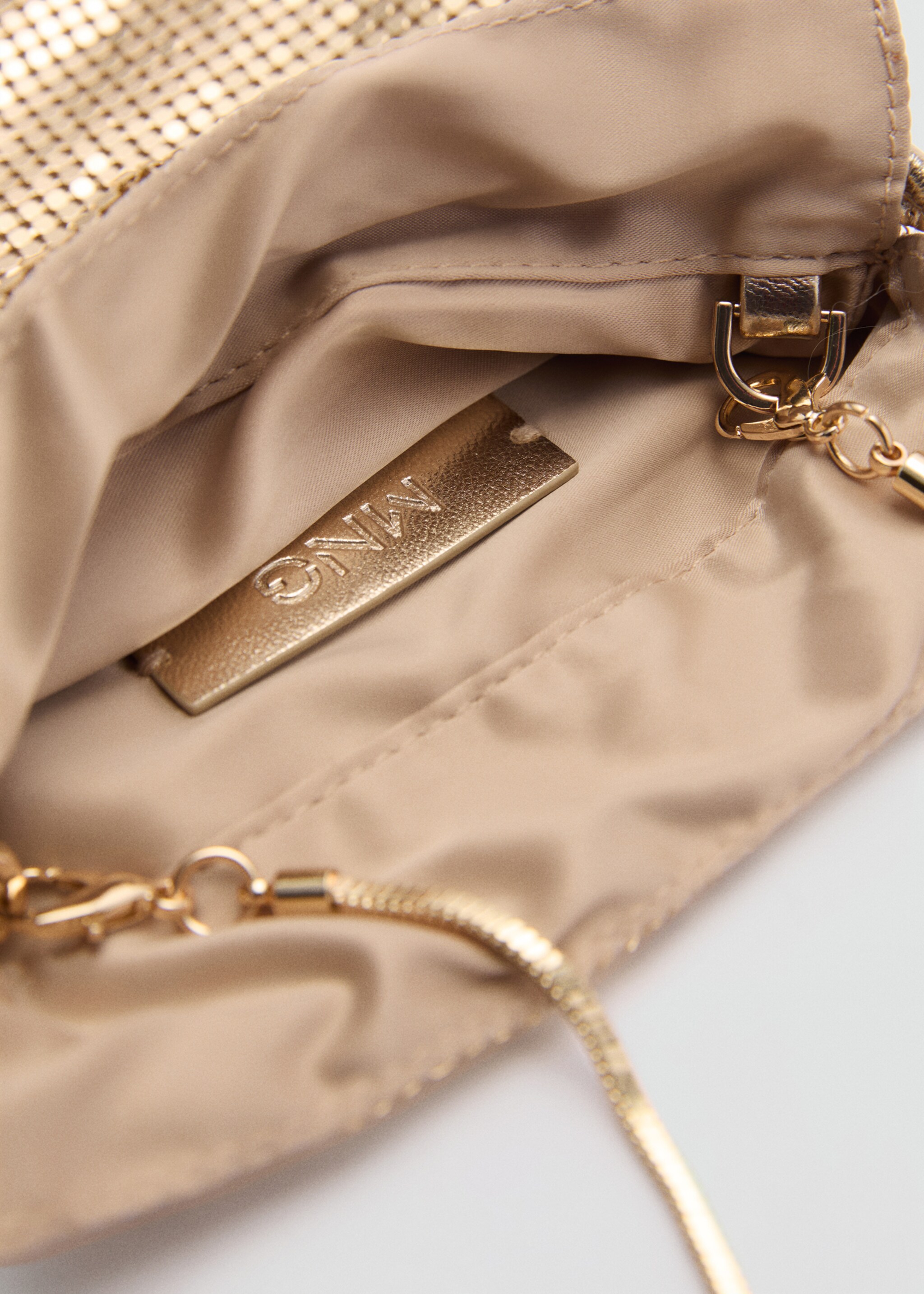 Sequin handbag - Details of the article 2, Gold. Ref: 77020366-00.