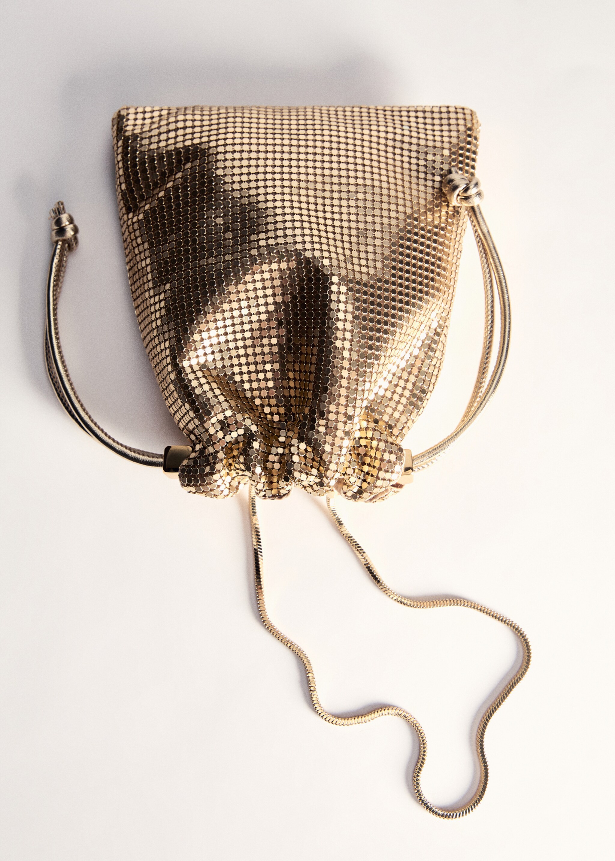 Sequin handbag - Details of the article 5, Gold. Ref: 77020366-00.