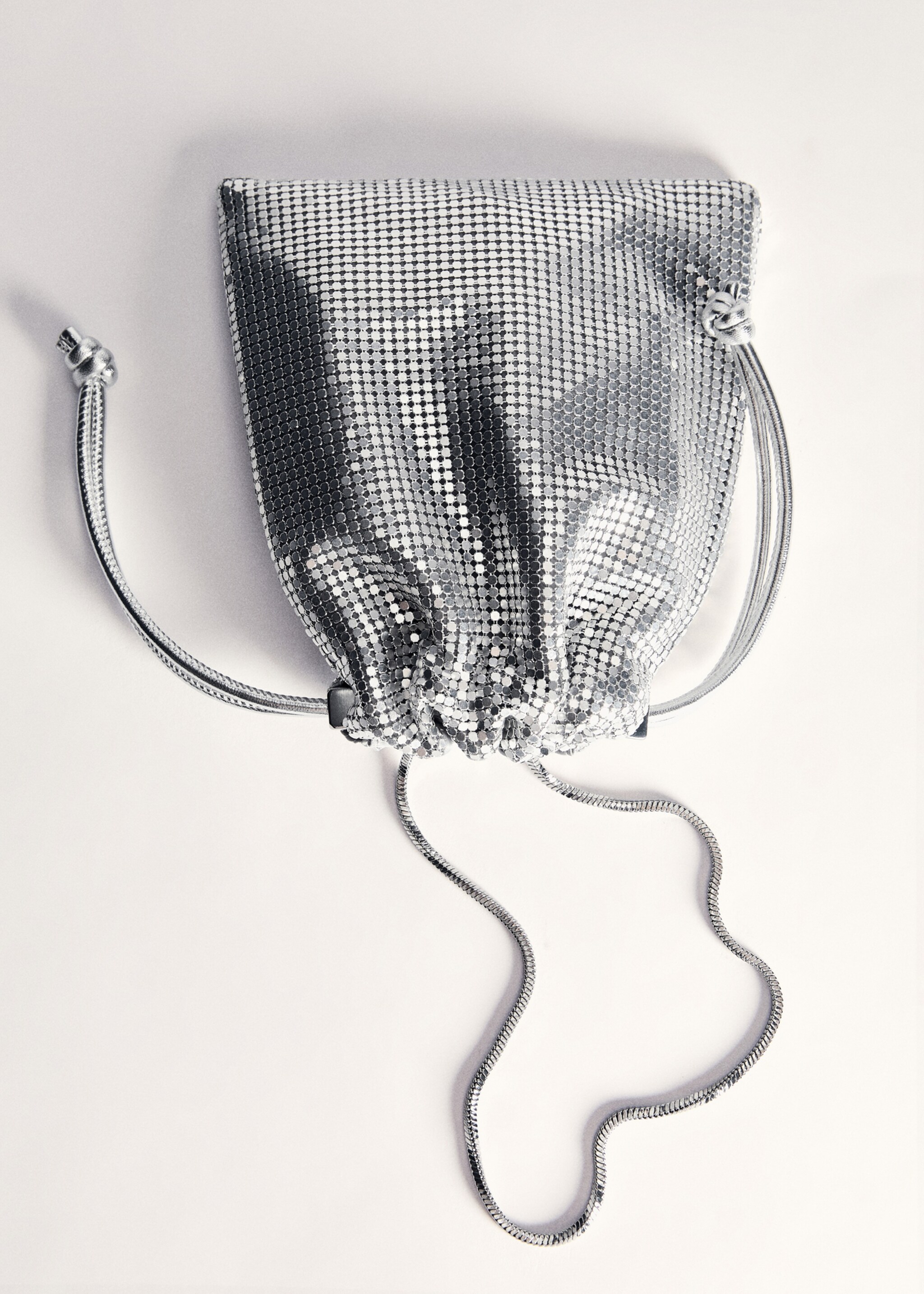 Sequin handbag - Details of the article 5, Silver. Ref: 77020366-00.