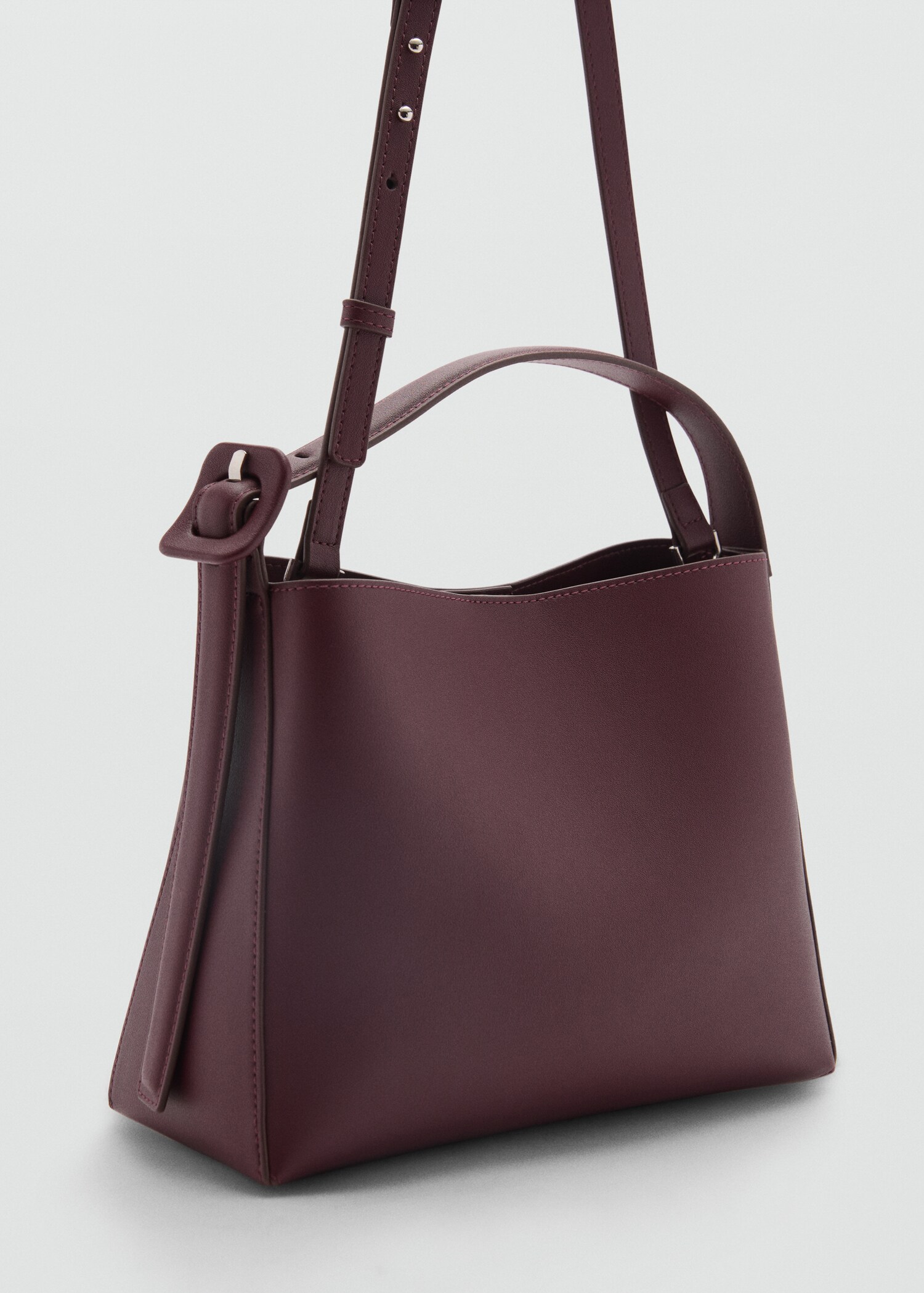 Mini shopper bag with buckle - Medium plane