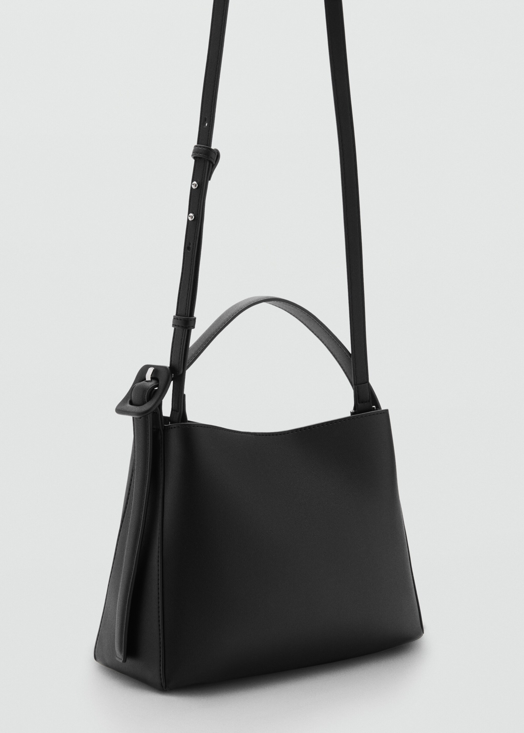 Mini shopper bag with buckle - Medium plane, Black. Ref: 77020375-00.
