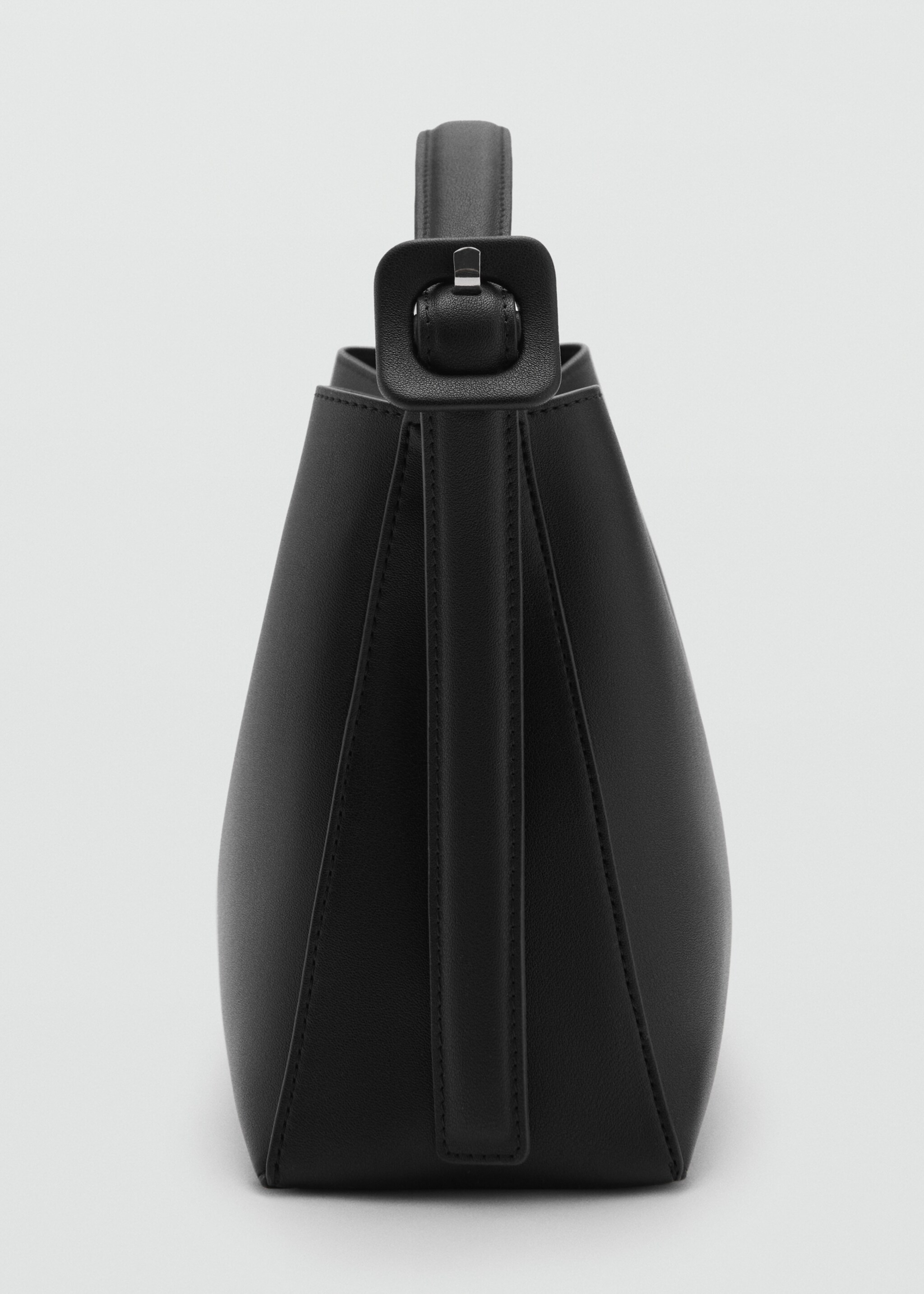 Mini shopper bag with buckle - Details of the article 1, Black. Ref: 77020375-00.