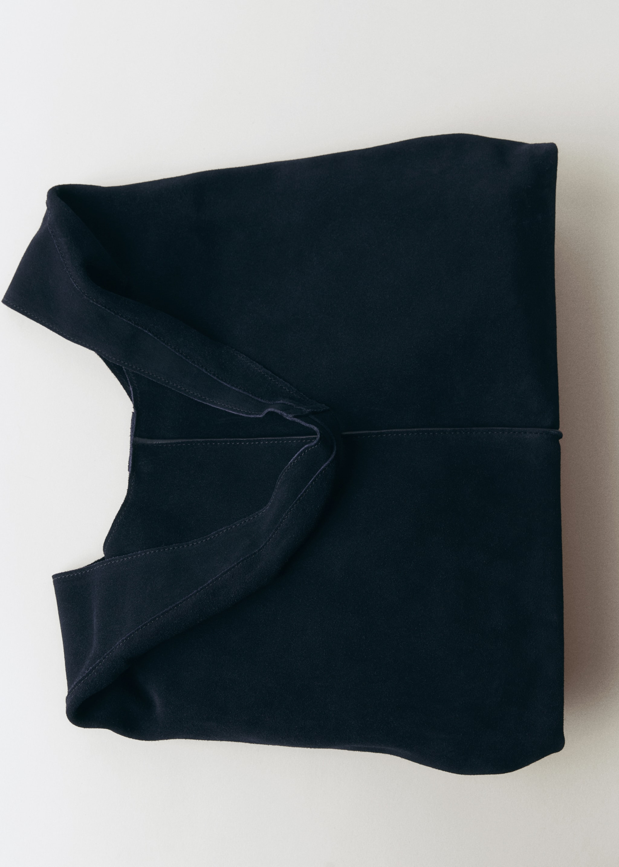 Leather shopper bag - Details of the article 4, Dark Navy. Ref: 77020389-00.