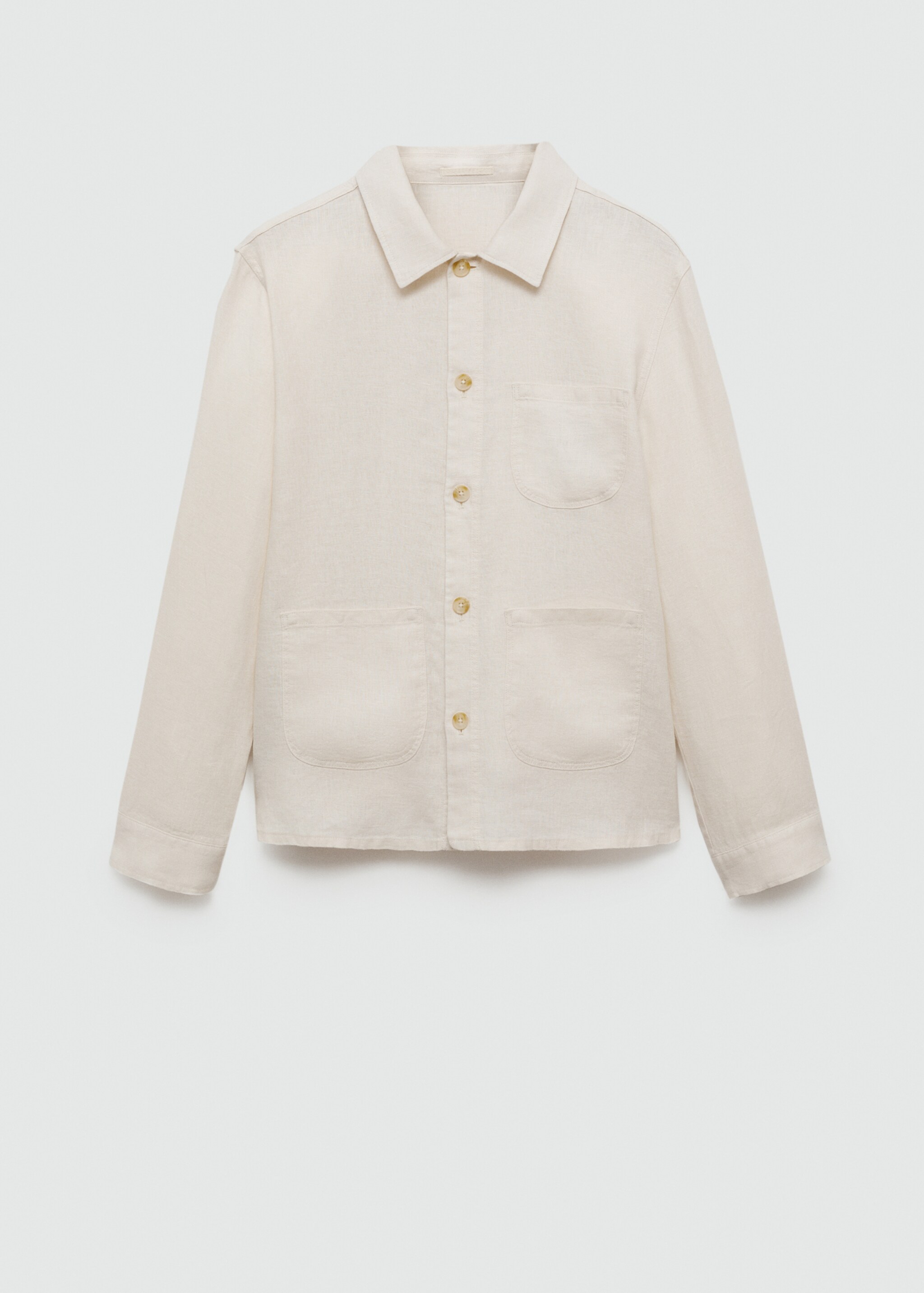100% linen overshirt with pockets - Article without model, White. Ref: 77020567-00.