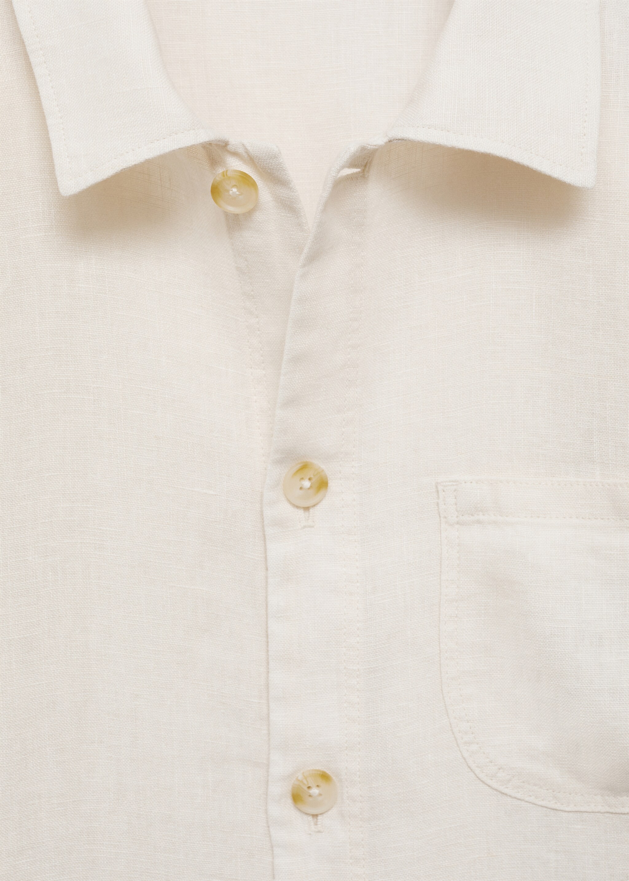 100% linen overshirt with pockets - Details of the article 8, White. Ref: 77020567-00.