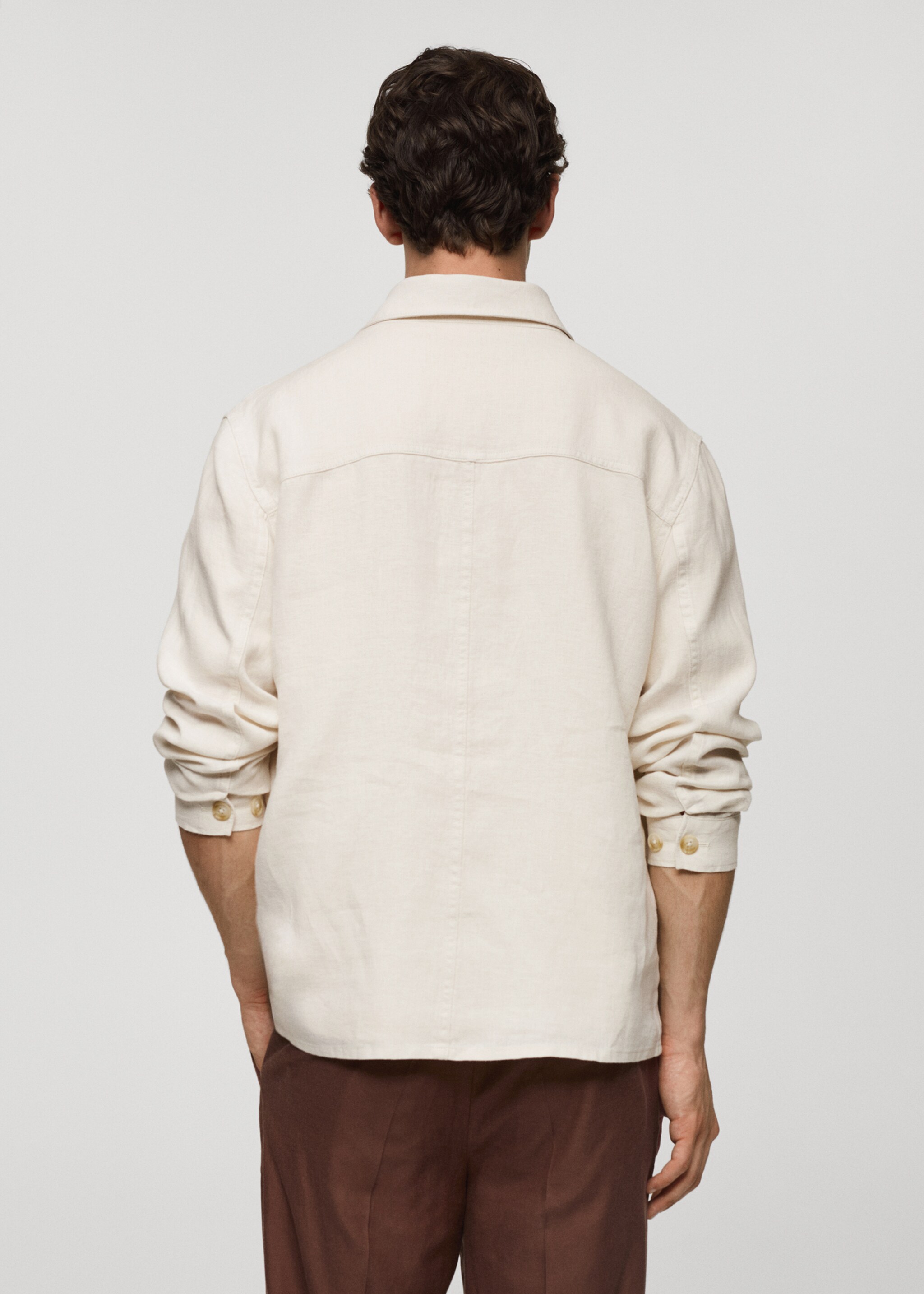 100% linen overshirt with pockets - Reverse of the article, White. Ref: 77020567-00.