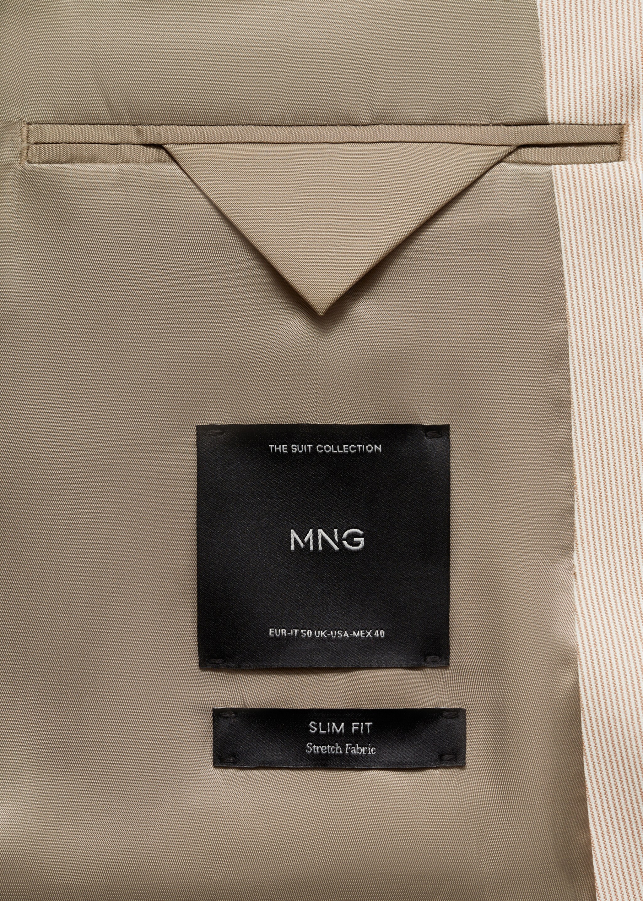 Americana traje slim fit tejido comfort stretch - Detalle del artículo 0, Beige. Ref: 77020574-00.