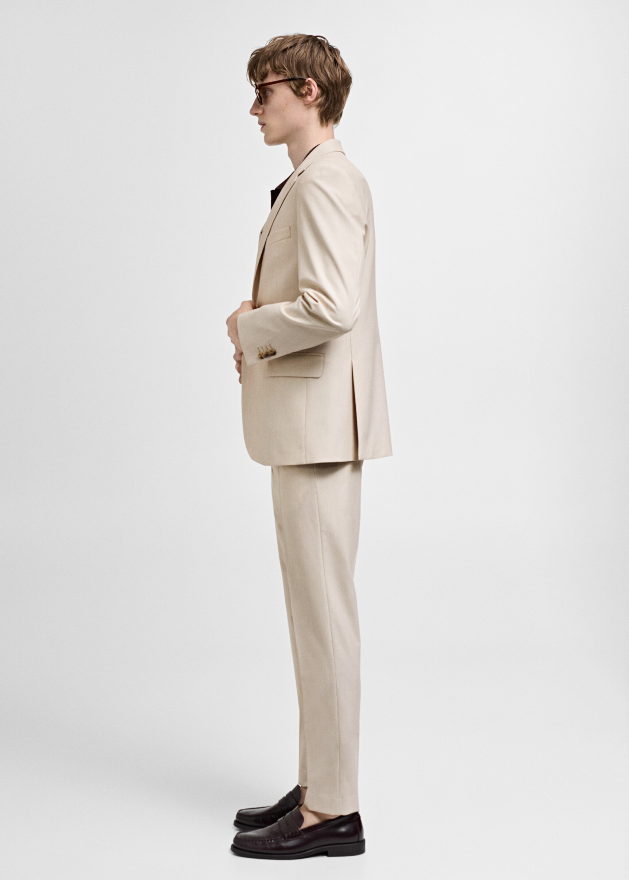 Americana traje slim fit tejido comfort stretch - Detalle del artículo 2, Beige. Ref: 77020574-00.