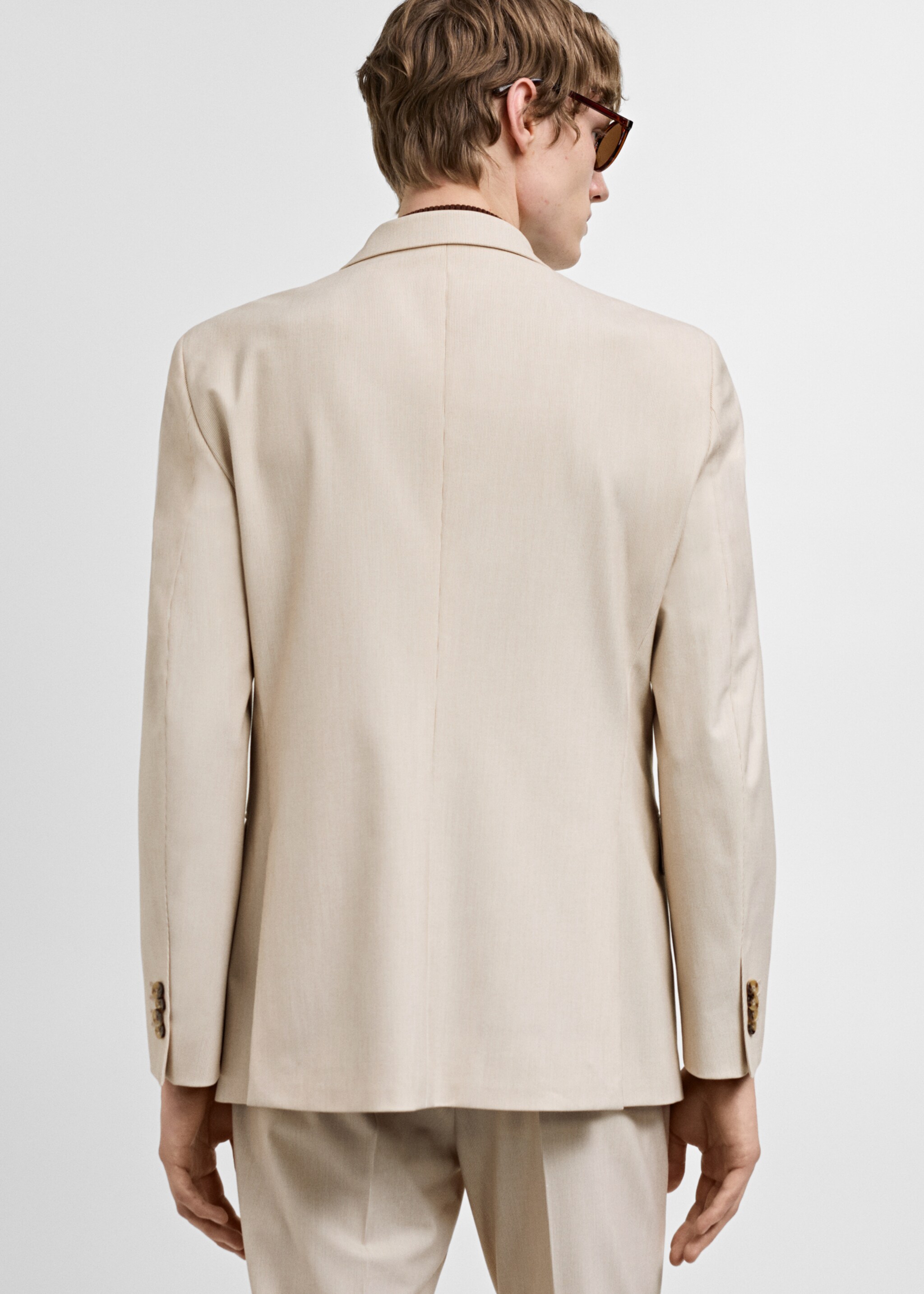 Americana traje slim fit tejido comfort stretch - Reverso del artículo, Beige. Ref: 77020574-00.